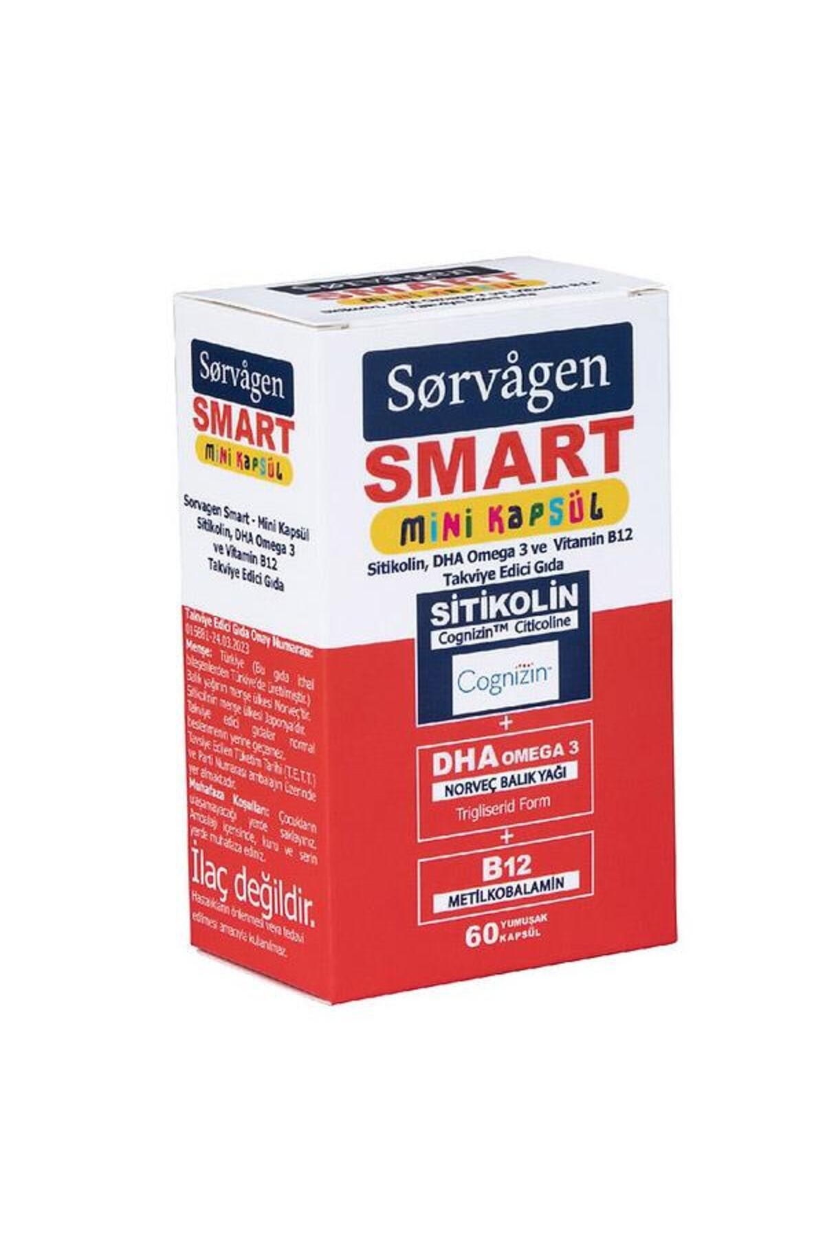 Sorvagen Smart Mini Sitikolin DHA Omega 3 ve B12 60 Kapsül