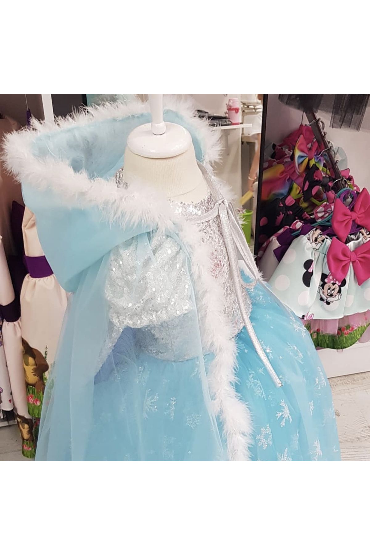 ADA ANNE ÇOCUK MODA Kız Çocuk Elsa Karlar Kraliçesi Kabarık Prenses Elbise