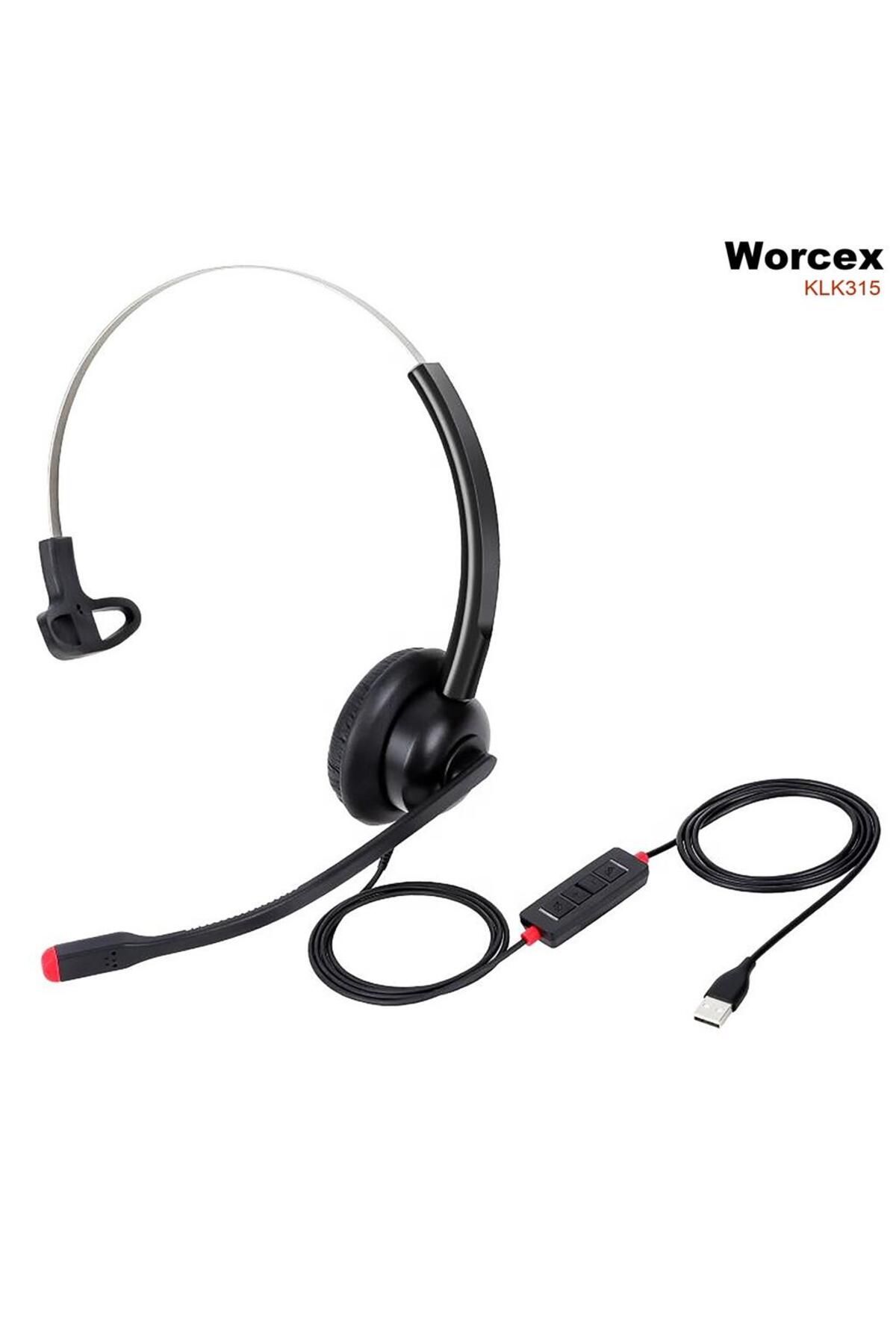 Worcex KLK-315 Tek Taraflı Taçlı Usb Ofis Kulaklığı Çağrı Merkezi Kulaklığı