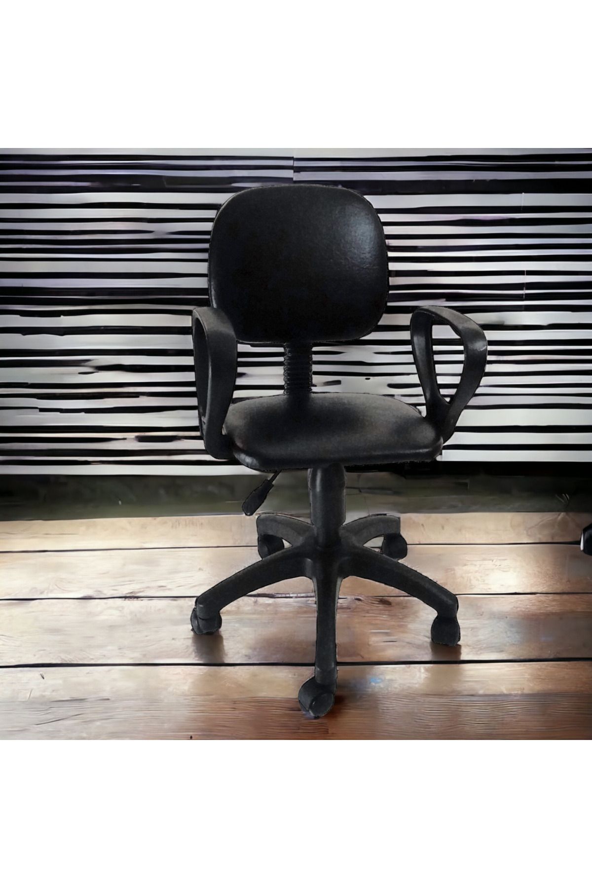 AYM Ofis Sekreter Ofis Ev Öğrenci Çalışma Sandalyesi Deri Döşeme Siyah