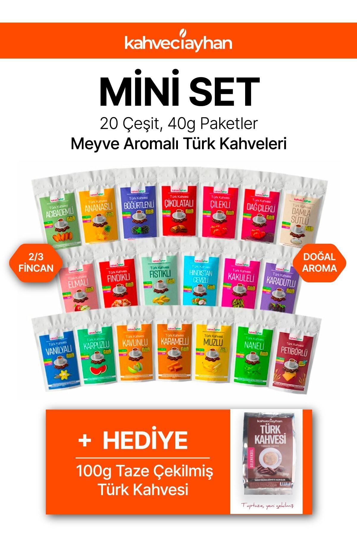 kahveciayhan Mini Set - Ikişer Fincanlık Meyve Aromalı Türk Kahveleri -sütlü ( Ofis Seti)