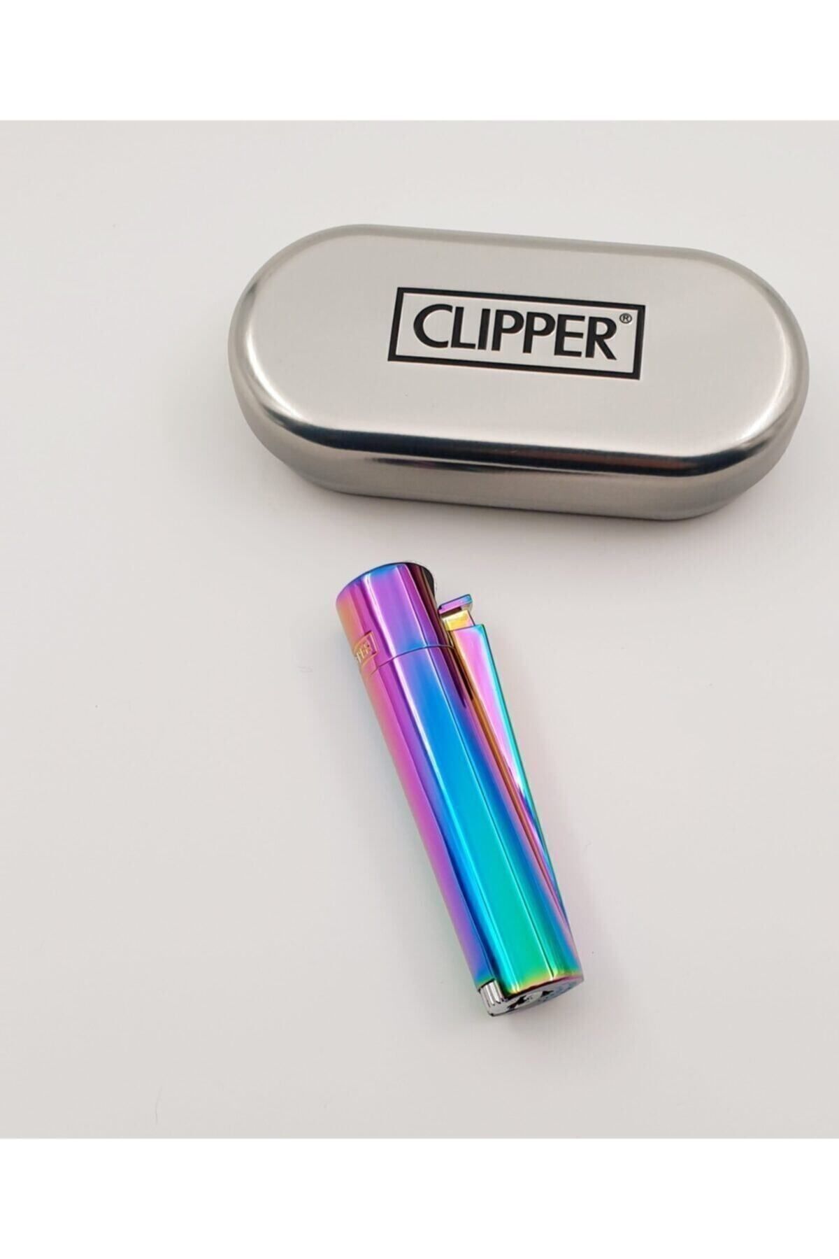 Clipper Metal Gökkuşağı Renkli Çakmak Metal Kutulu