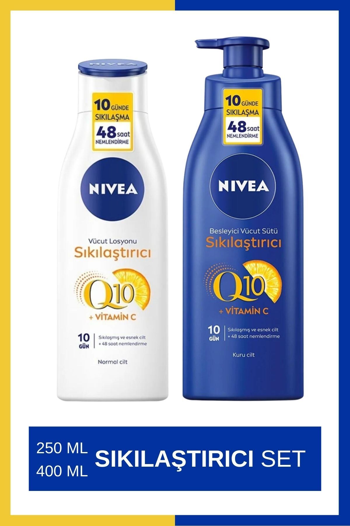 NIVEA Q10 Vitamin C Sıkılaştırıcı Vücut Losyonu 250ml & Q10 Sıkılaştırıcı Vücut Sütü 400 ml