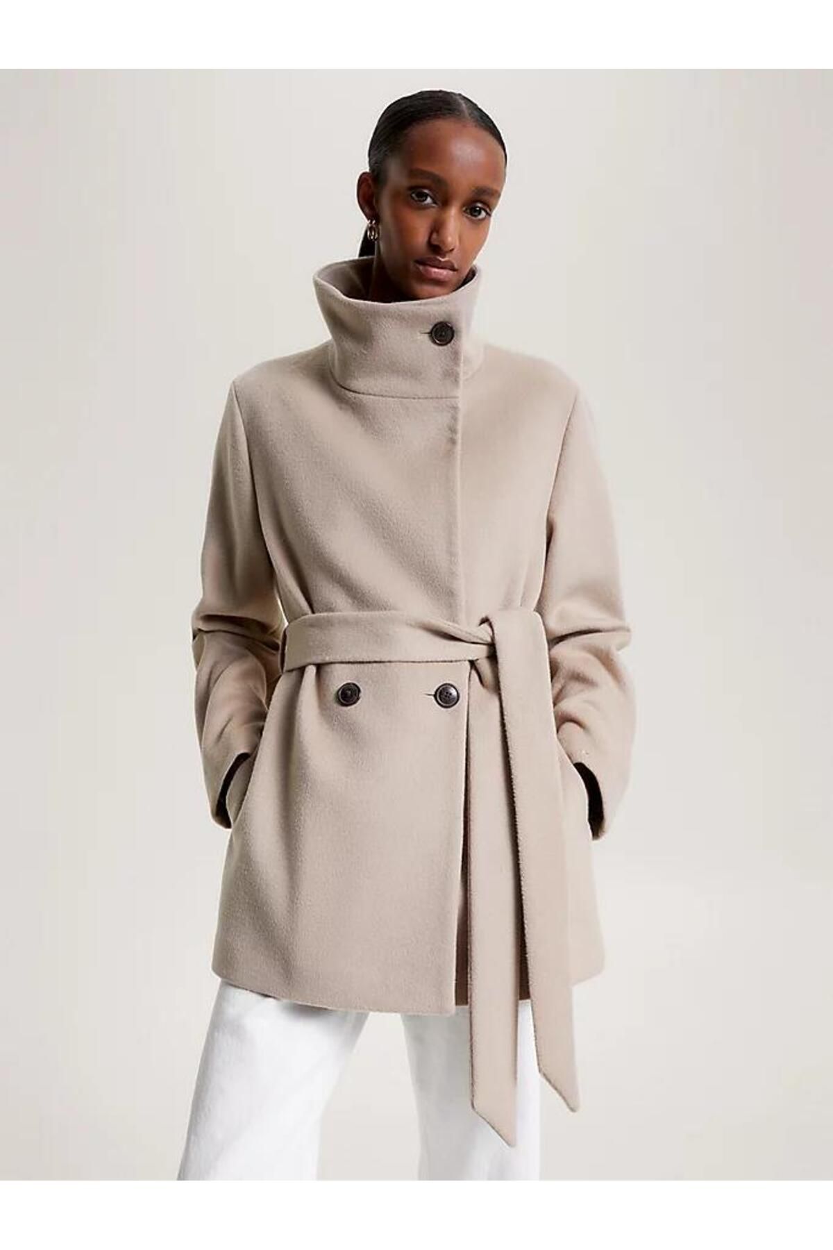 Tommy Hilfiger WOOL BLEND DB BELTED FUNNEL JKT