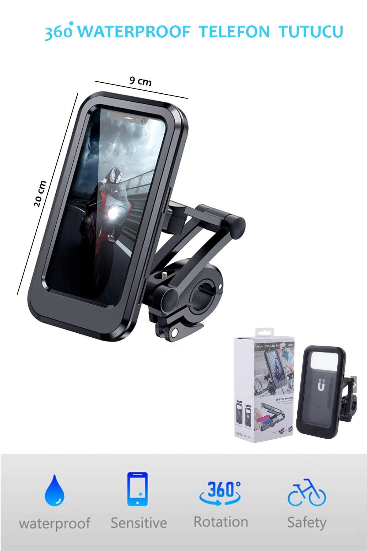 TECHNOMEN Waterproof Su Geçirmez Telefon Tutucu Phone Holder 360 Derece Bisiklet Tutucu Motorsiklet Tutucu
