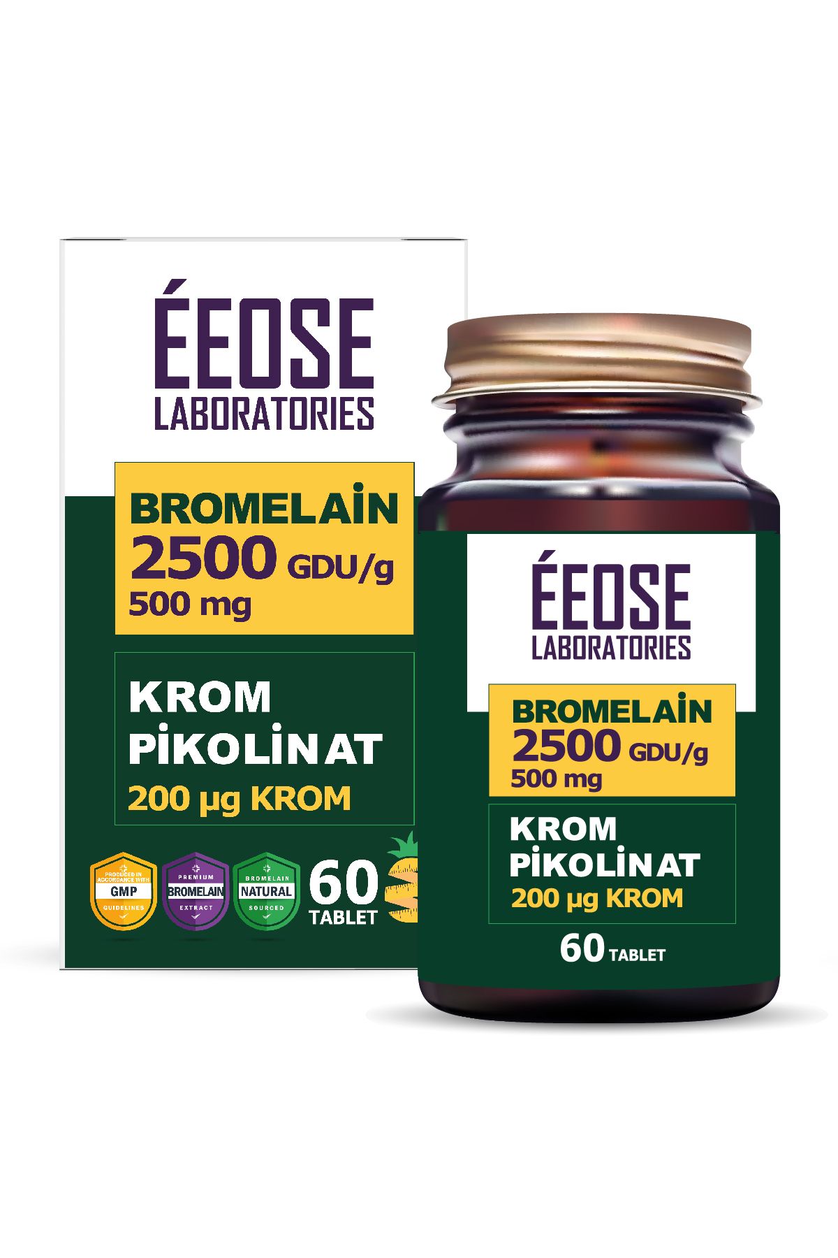 Eeose Bromelain 2500 Gdu/g Ve Krom Pikolinat - 60 Tablet