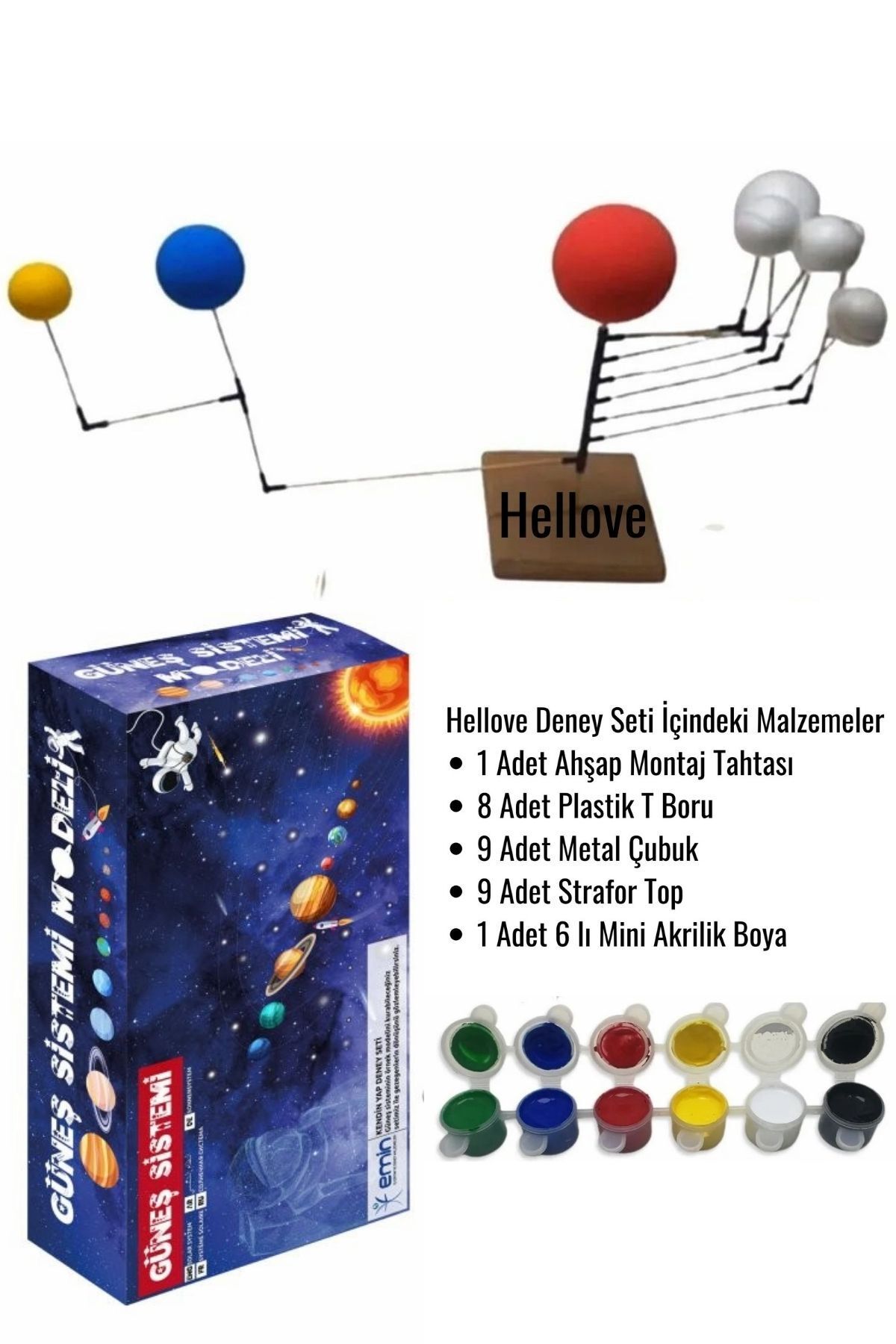 Hellove Gezegen Sistemi + Boya (Güneş Sistemi Deney Seti ) Gezegen Deney Seti