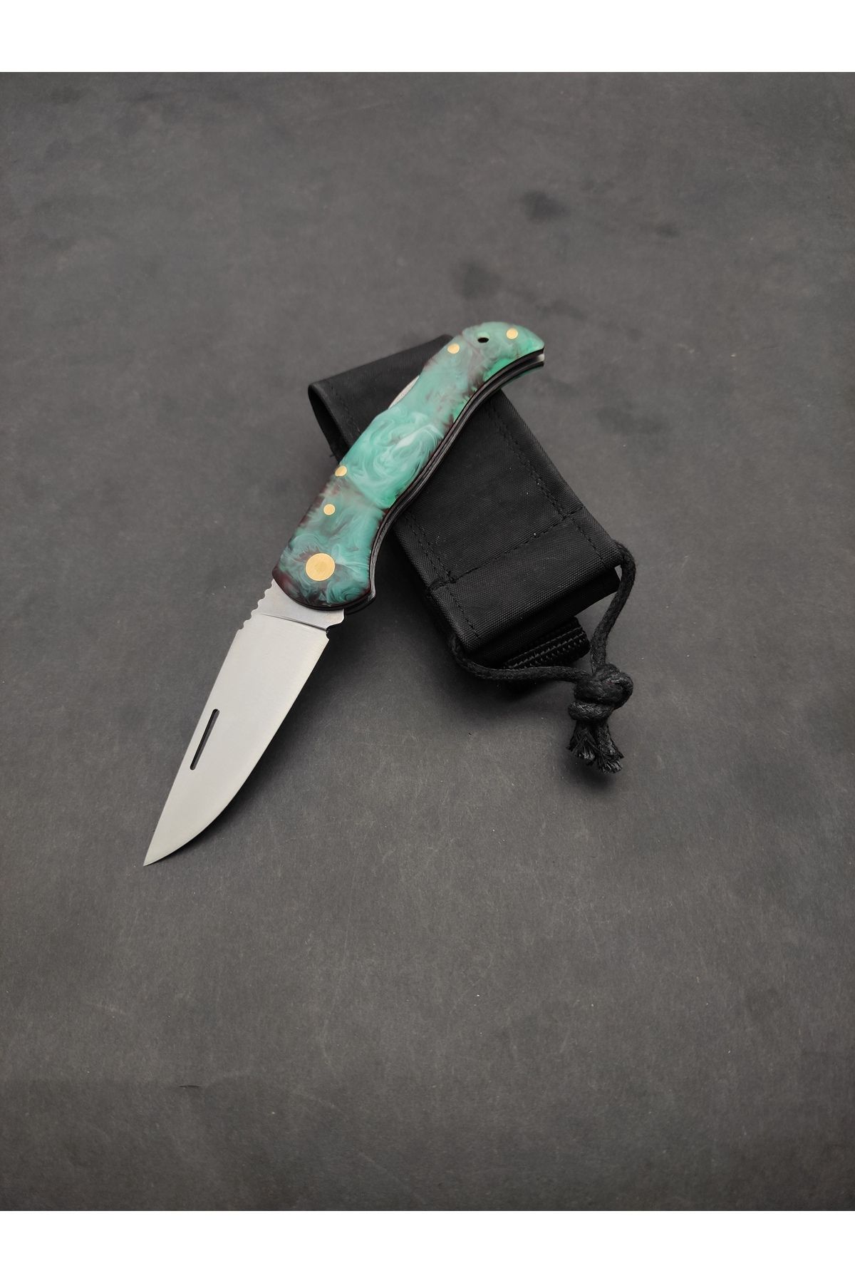 ALPHAS Sırttan Kilitli Çakı Kamp Outdoor Bıçağı El Yapımı Paslanmaz Çelik Kılıflı