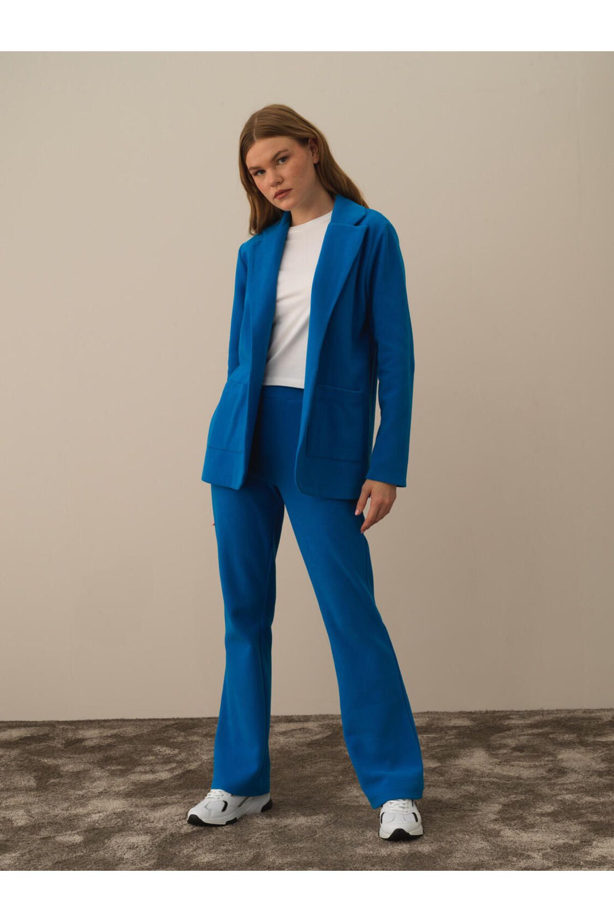 Xint Kadın Mavi Pamuklu Regular Fit Ceket