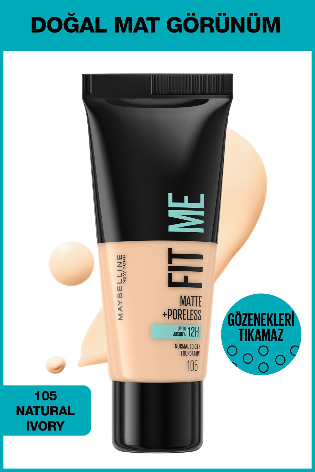 Fit Me Matte+poreless Fondöten - 105 Natural Ivory_0