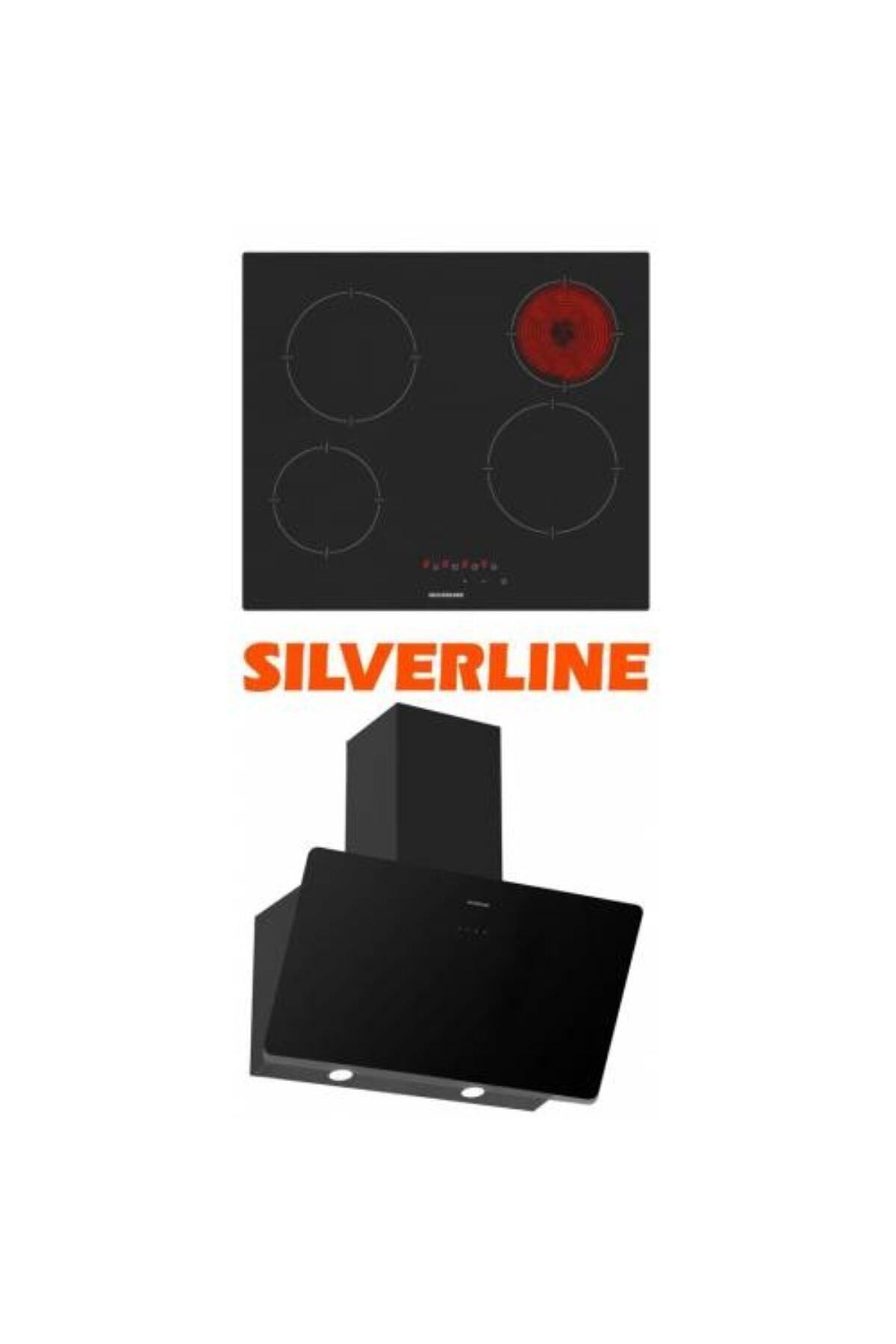 Silverline 2'li Siyah Cam Ankastre Set (3457 Soho Davlumbaz - Vc5446b01 Ocak)