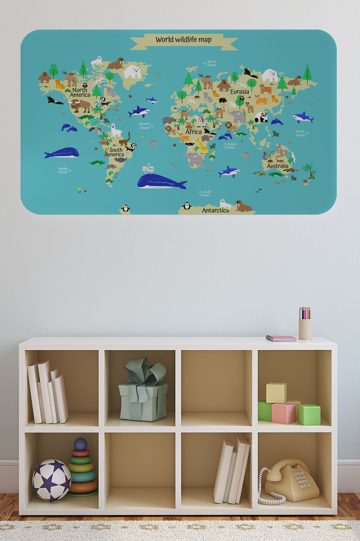Harita Sepeti Eğitici Dünya Haritası Dünya Atlası Çocuk Ve Bebek Odası Duvar Sticker-3829