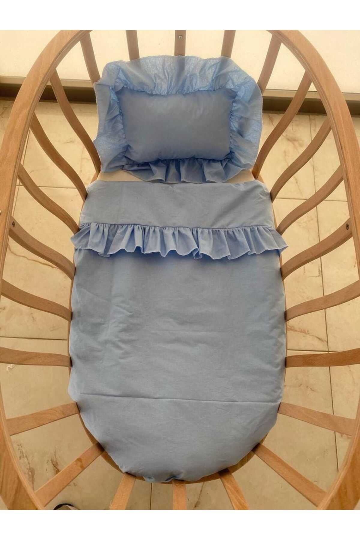 BABYSROSE Sepet Beşik Bebek Yorgan Ve Yastığı (50*80cm) Mavi