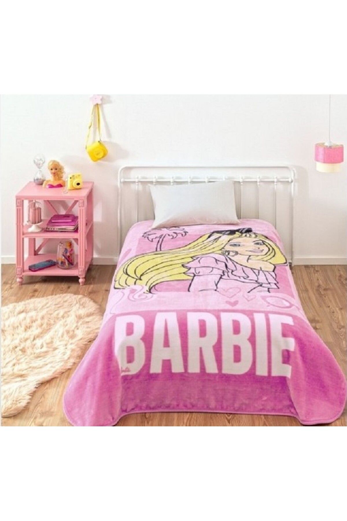 Kristal By Taç Taç Barbie Pink Yeni Sezon Lisanslı Kışlık Tek Kişilik Battaniye Polyester 160x200 cm