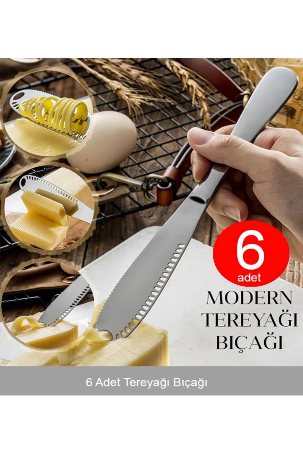 YDGR 6 Adet Modern Tereyağı Bıçağı | Kahvaltı Bıçağı - 6'lı Bal , Kaymak , Tereyağı Bıçağı