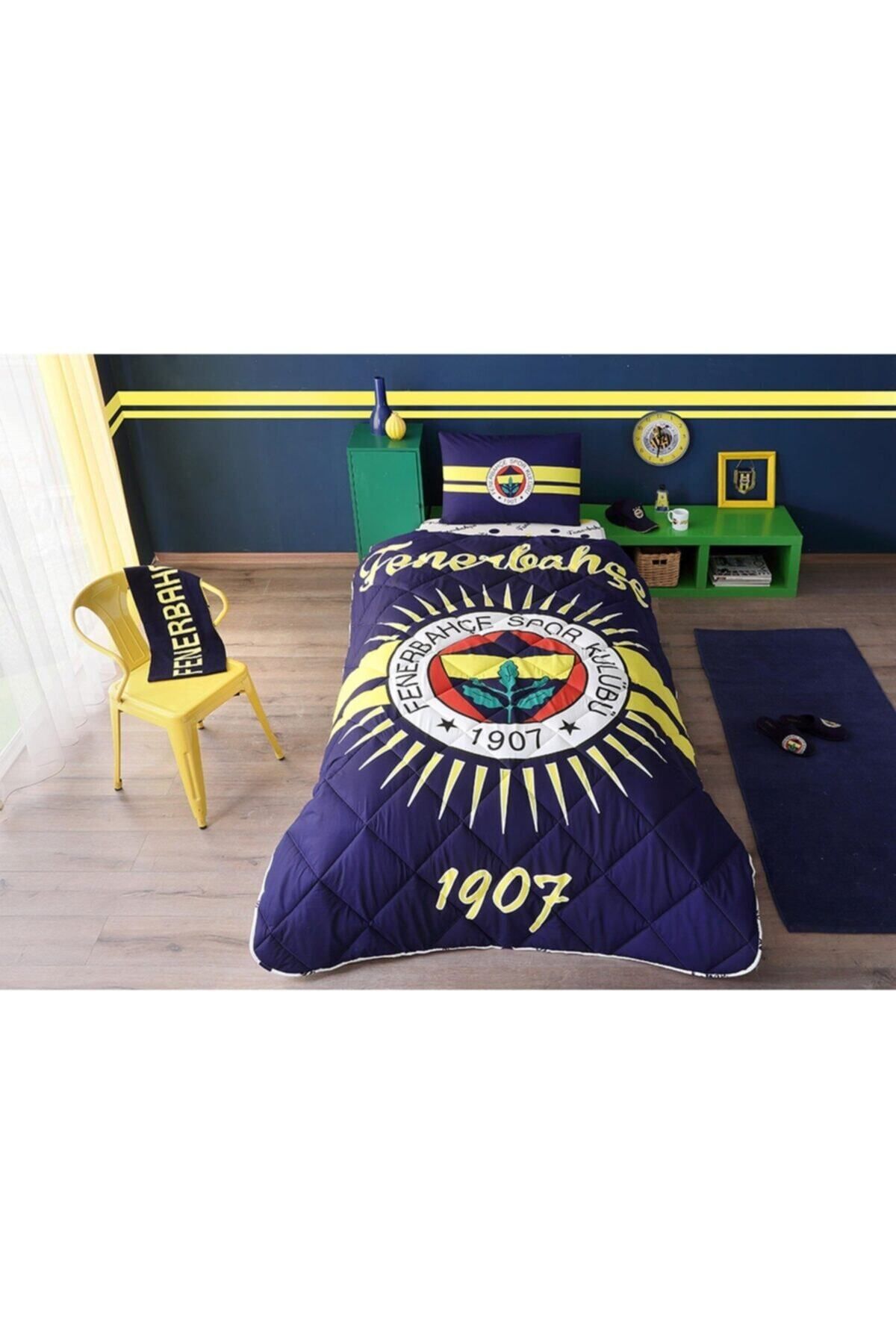 Taç Fenerbahçe Güneşi Tek Kişilik Yorgan Seti Uyku Seti Yastık Hediyeli
