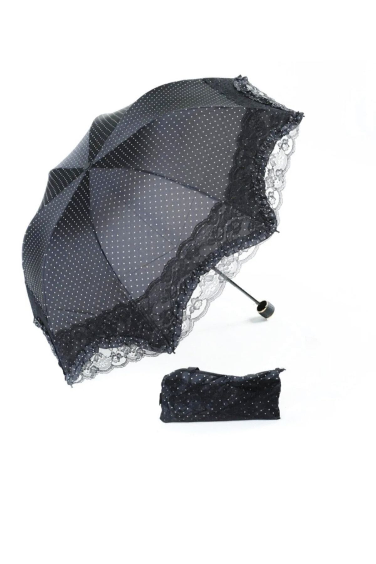 AVİPOLES Şemsiye çantalı Dantelli kırılmaz özellikli şemsiye yarasa tip katlamalı manul şemsiye