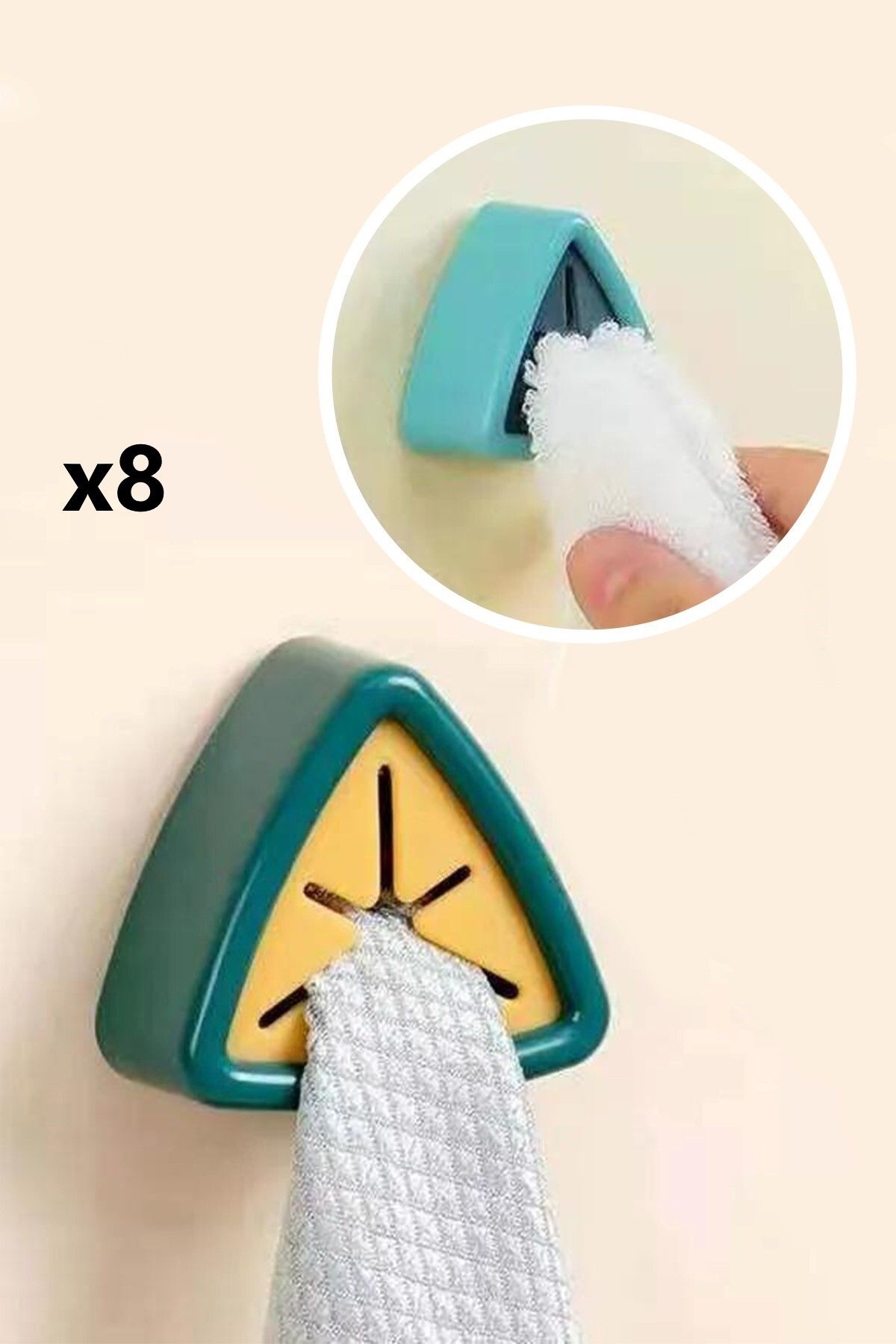 Xolo Havlu ve Bez Tutucu 8 Adet Banyo Mutfak Havlu Bez Askısı (Cloth Holder) XLS503
