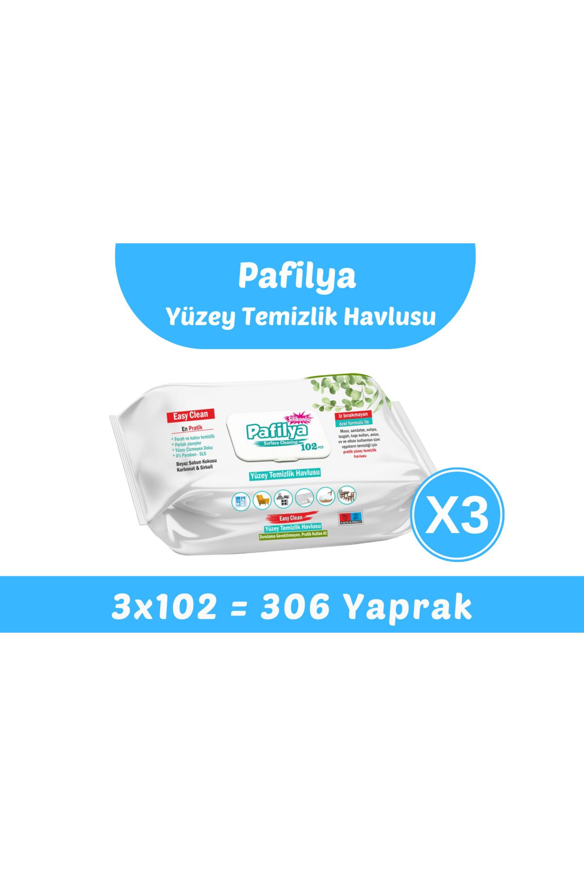 Pafilya Easy Clean Yüzey Temizlik Havlusu 3x102 (306 Yaprak)