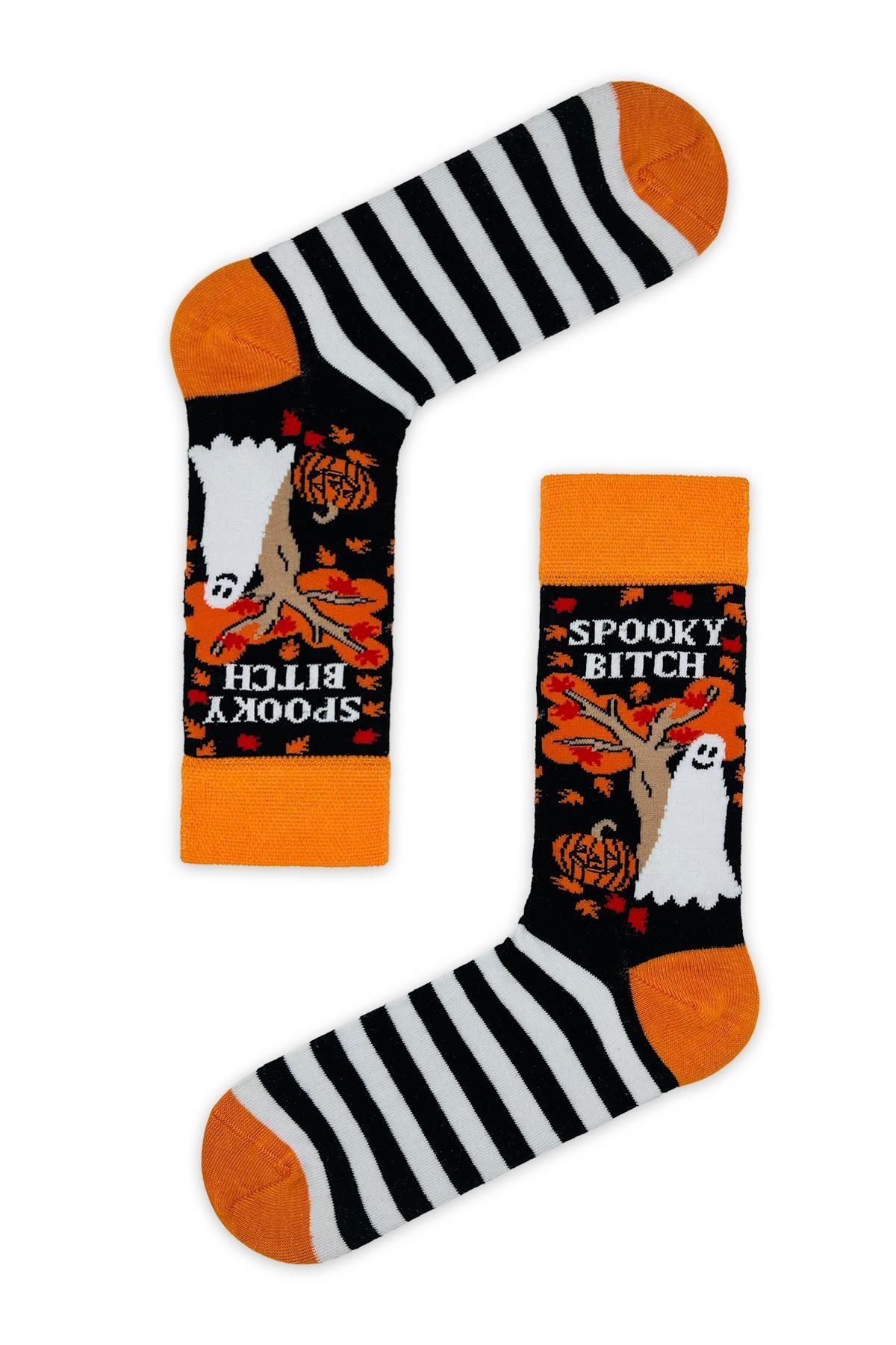 CARNAVAL SOCKS Spooky B.tch Yazılı Halloween Çorabı