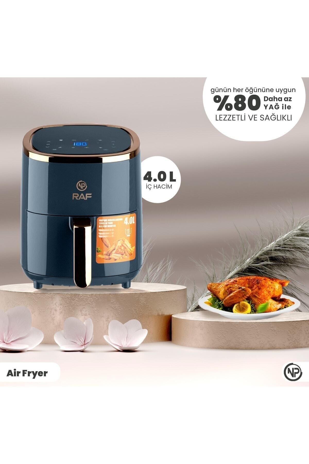 NPO Orginal Raf R5007 Dokunmatik Ekran 4.0l Airfryer 1500w Yağsız Kızartma & Sıcak Hava Fritözü