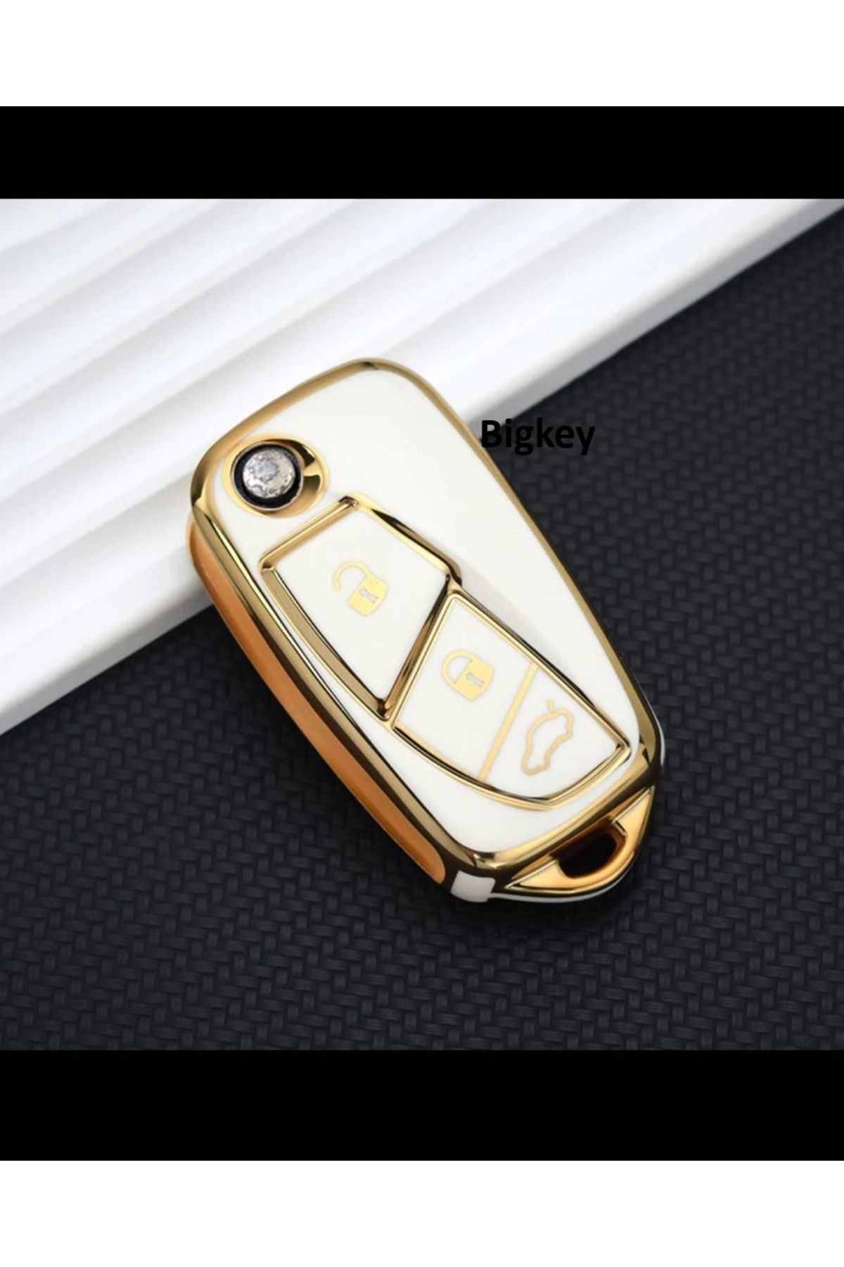 Skilit Fiat Linea, Fiorino Ducato, Boxer, Jumper Sustalı Nano Beyaz Gold Altın Renk Anahtar KILIFI