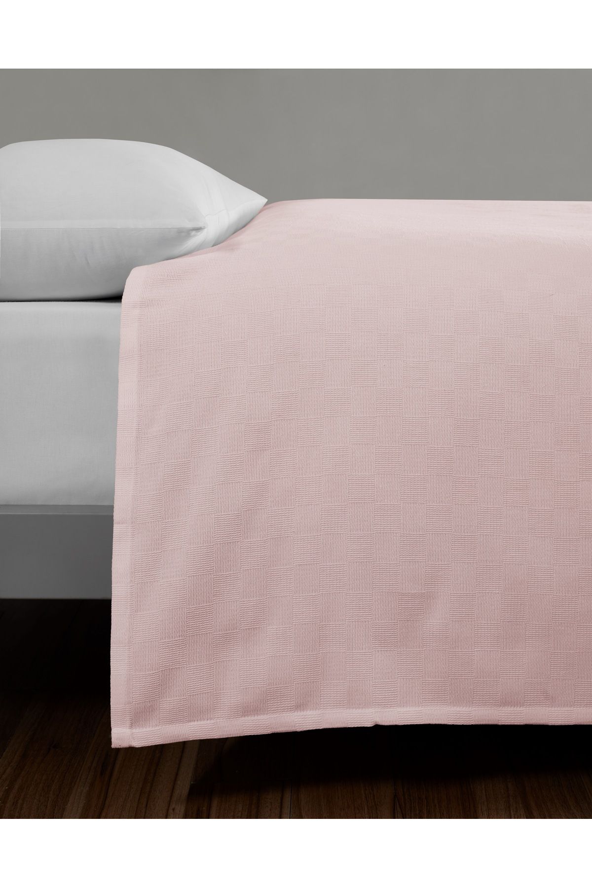 HERAKLEIA HOME Plain Tek Kişilik Pike - Dama Desen - 160x230 - Açık Pembe