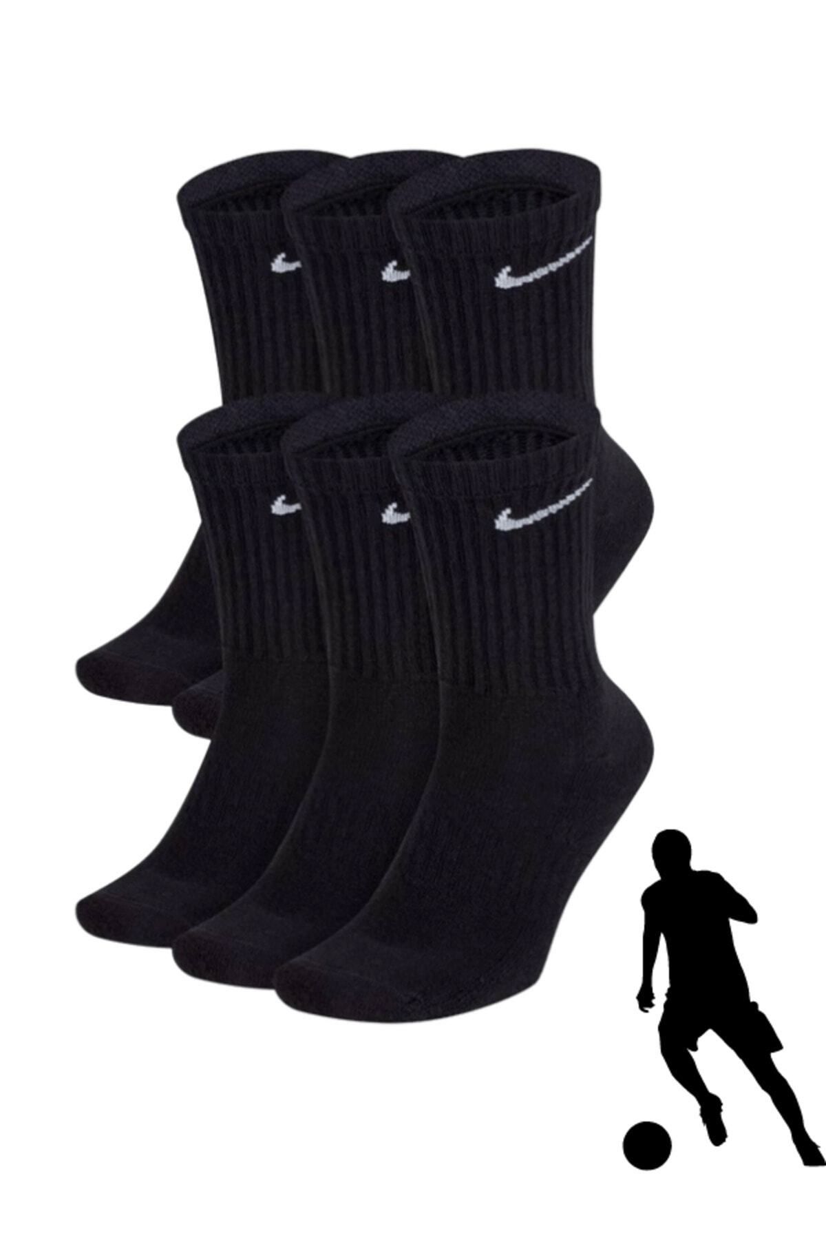 Bonapart 6'lı Unisex Siyah Spor Antrenman Tenis Futbol Basketbol Koşu Çorap Seti