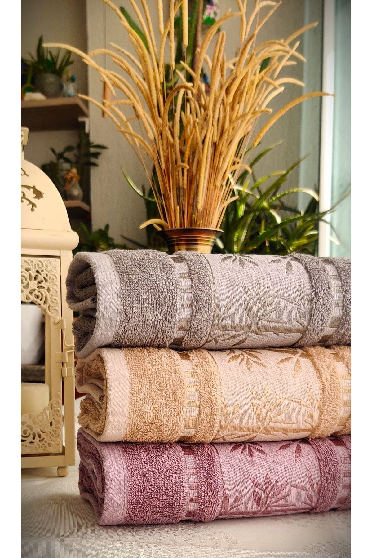 A.Z.H. Çeyizlik Lüks Ribella Bamboo 50x90 Cm. Bambu El&yüz Havlu Seti 3.lü Set