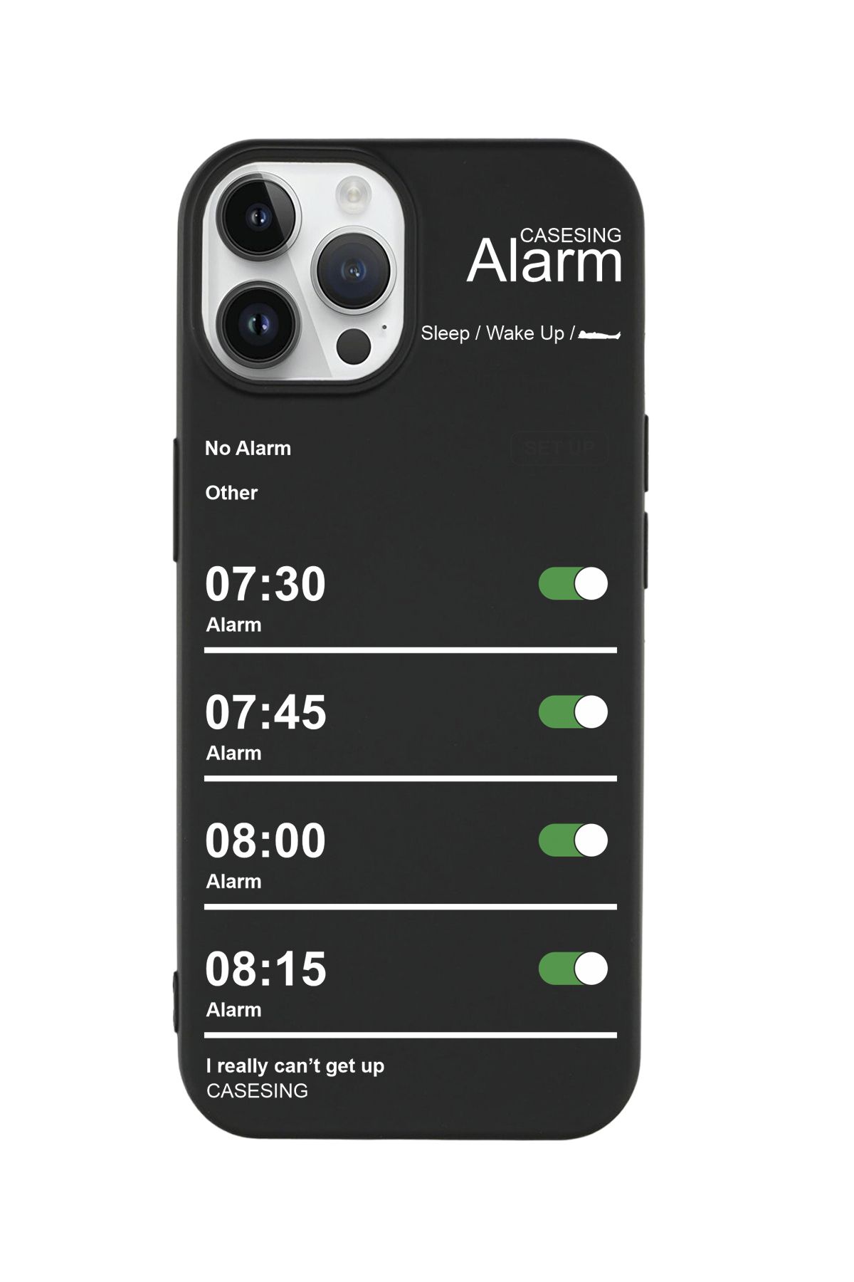 casesing Iphone 14 Pro Max Siyah Lansman Alarm Tasarımlı İçi Süet Kaplı Kılıf