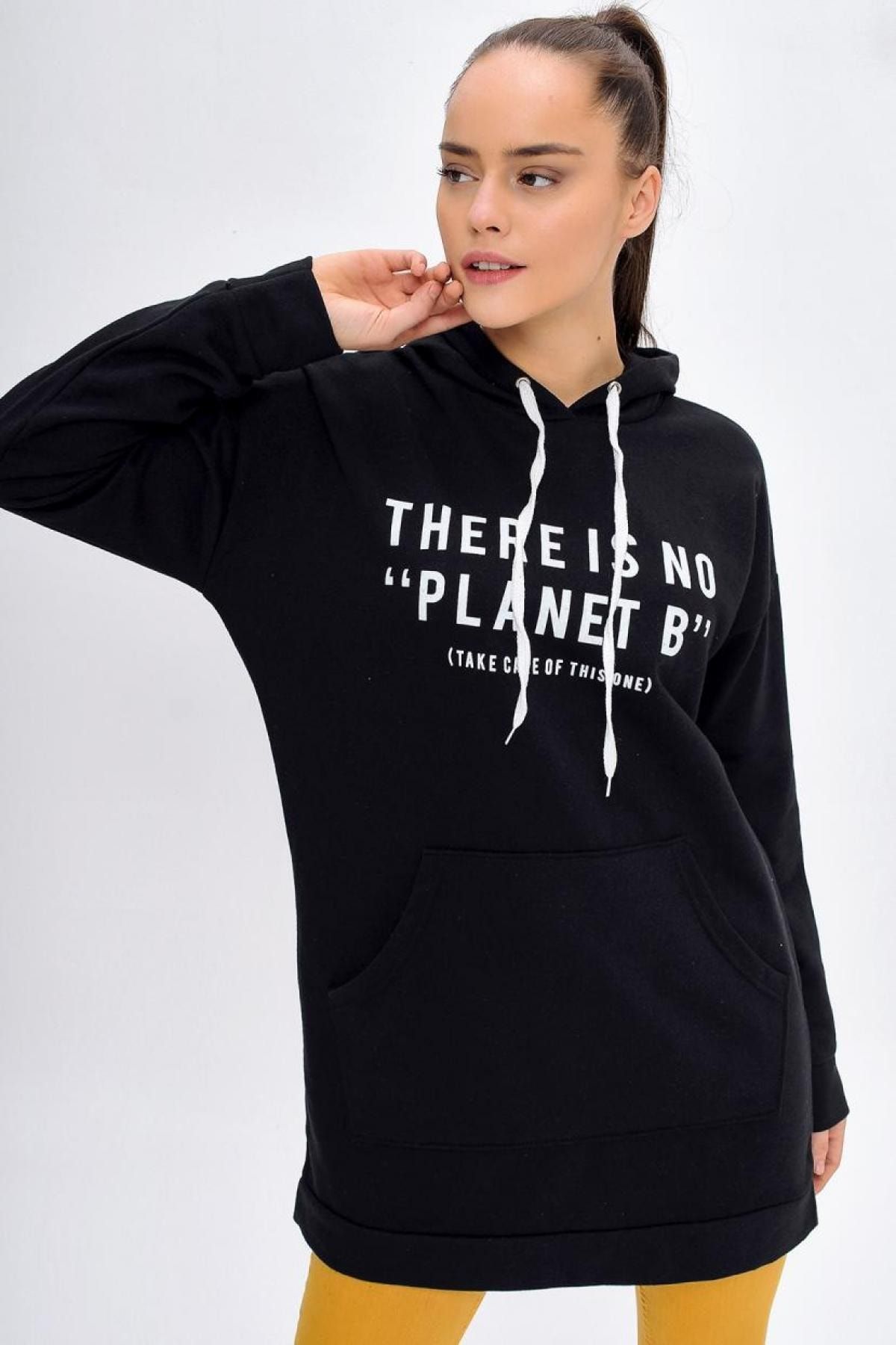 Deppoist Kadın Planet Baskılı Sweatshirt Tunik