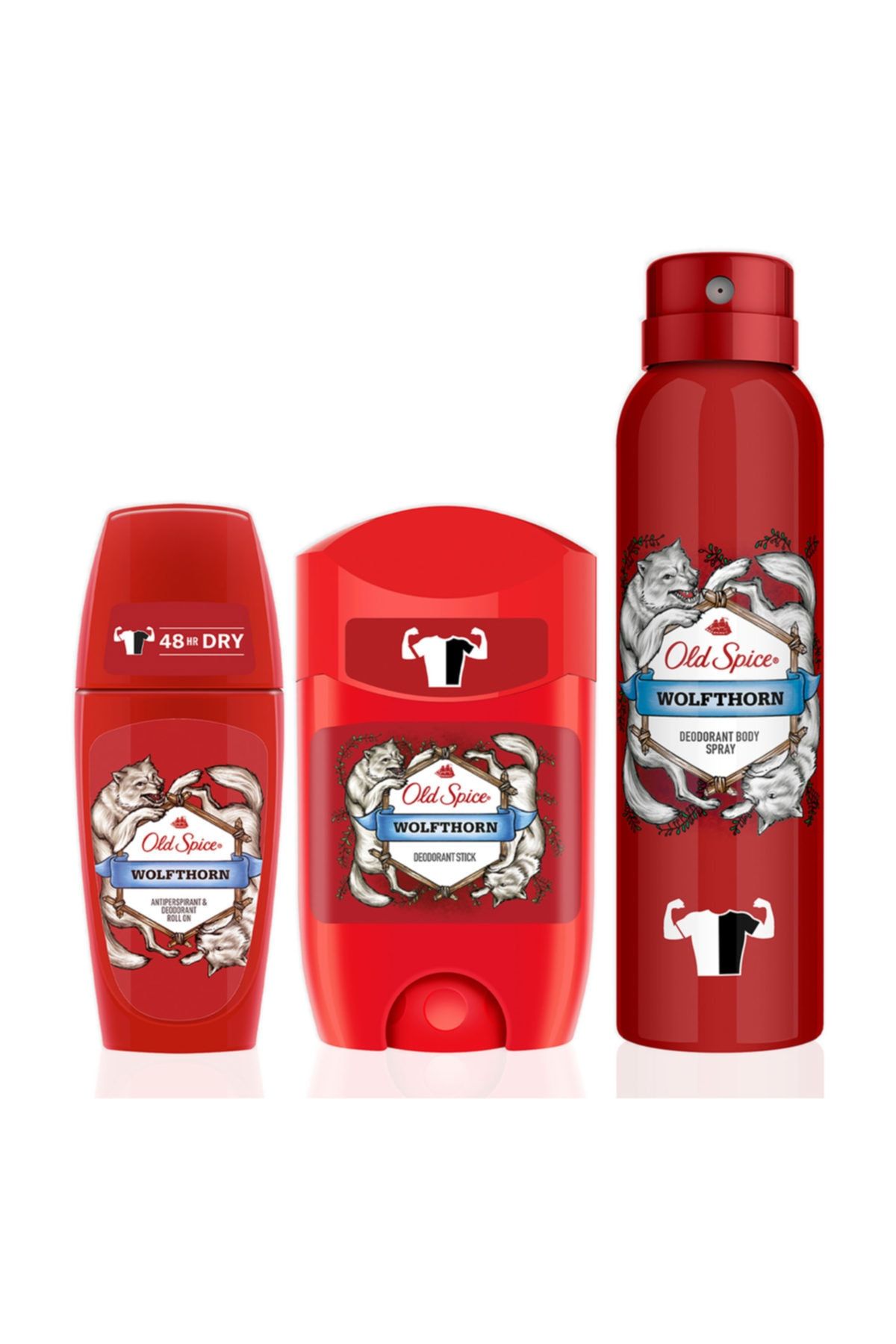 Old Spice 150 ml Deo+50ml Deo Stick+50 ml Roll On Wolfthorn