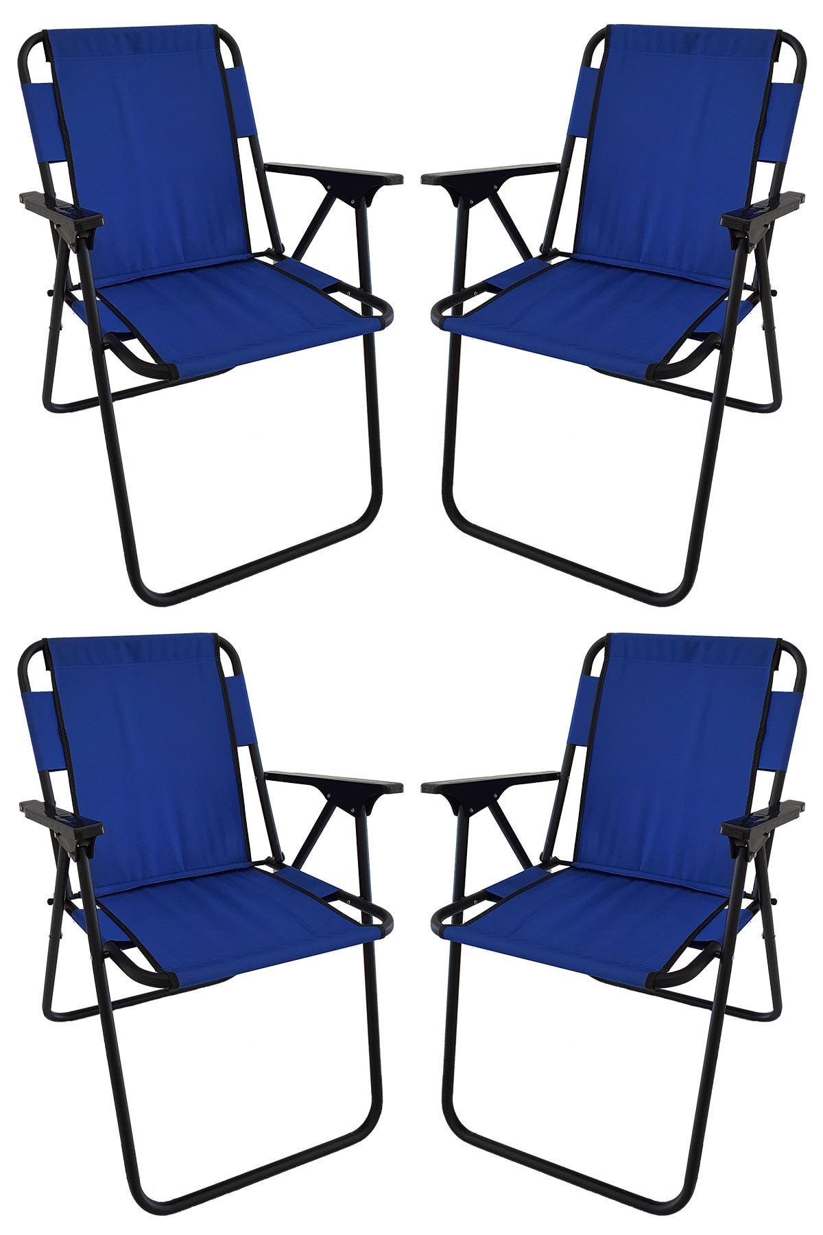 Bofigo Metal 4 Adet Kamp Sandalyesi Katlanır Sandalye Piknik Sandalyesi Plaj Sandalyesi Mavi Katlanabilir