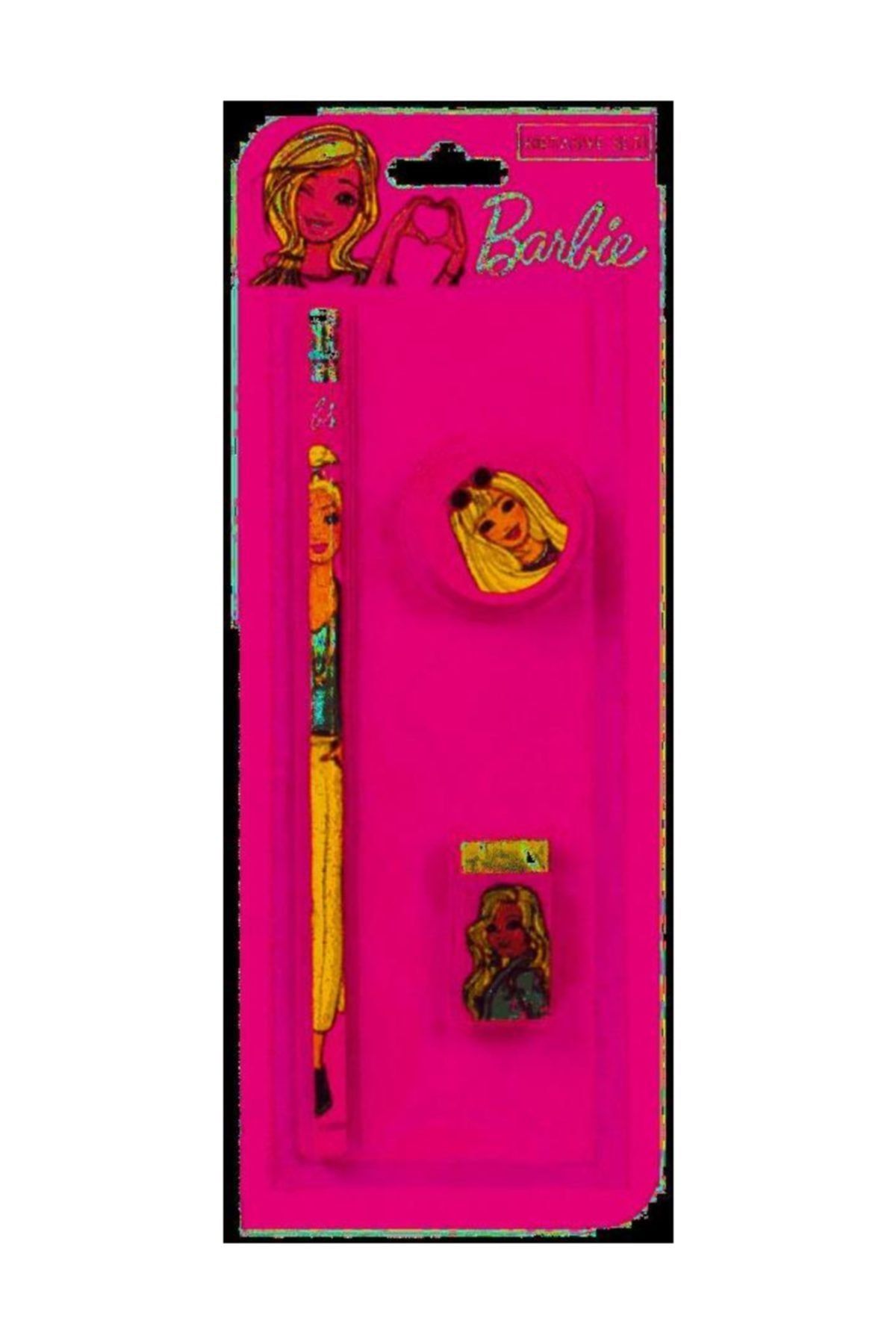 Cem Barbie Kurşun Kalem Kalemtraş Silgi Seti - 3 Parça Kırtasiye Seti
