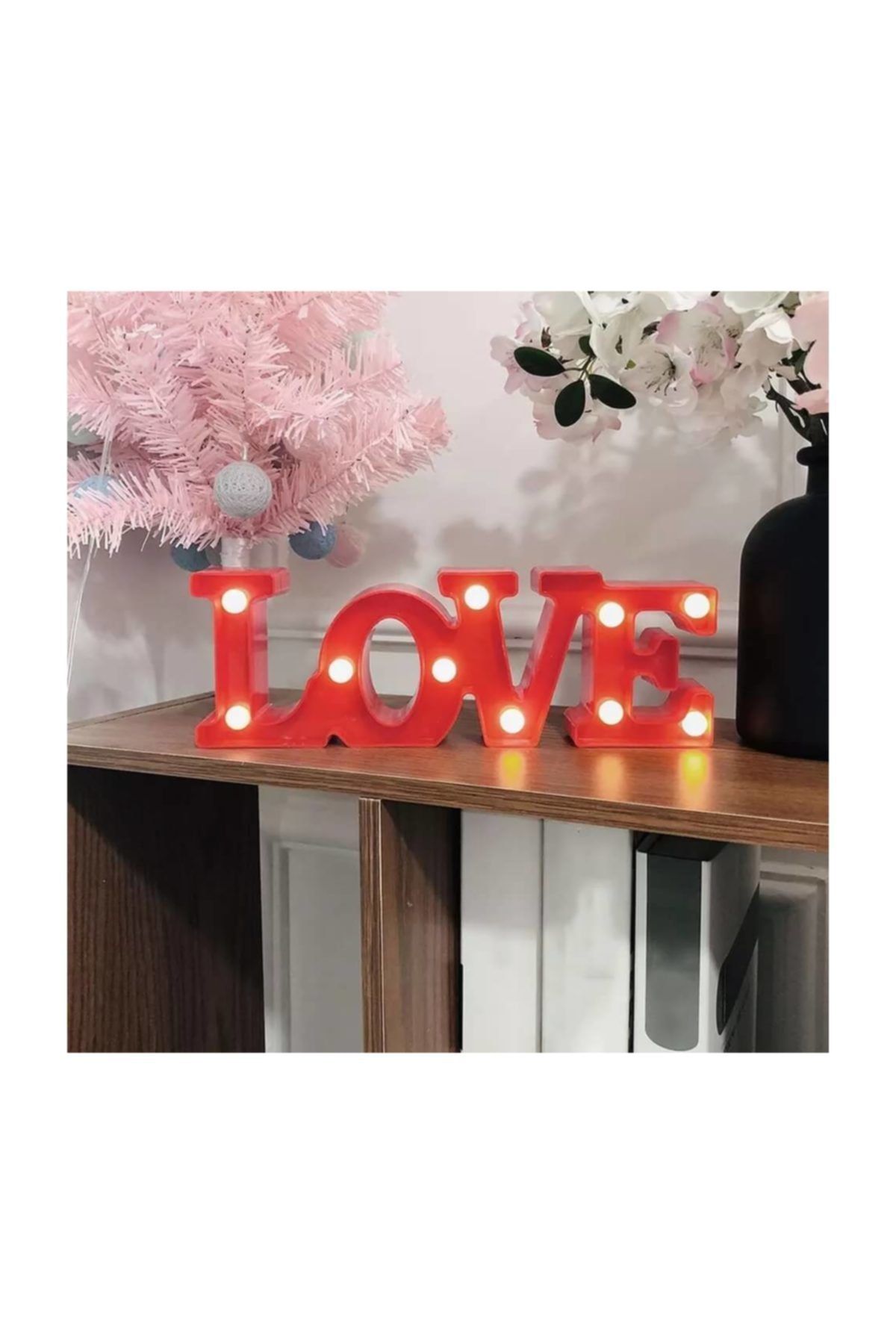 ORİJİNALDÜKKAN Dekoratif Led Işıklı Kırmızı Love Masa Duvar Gece Lambası
