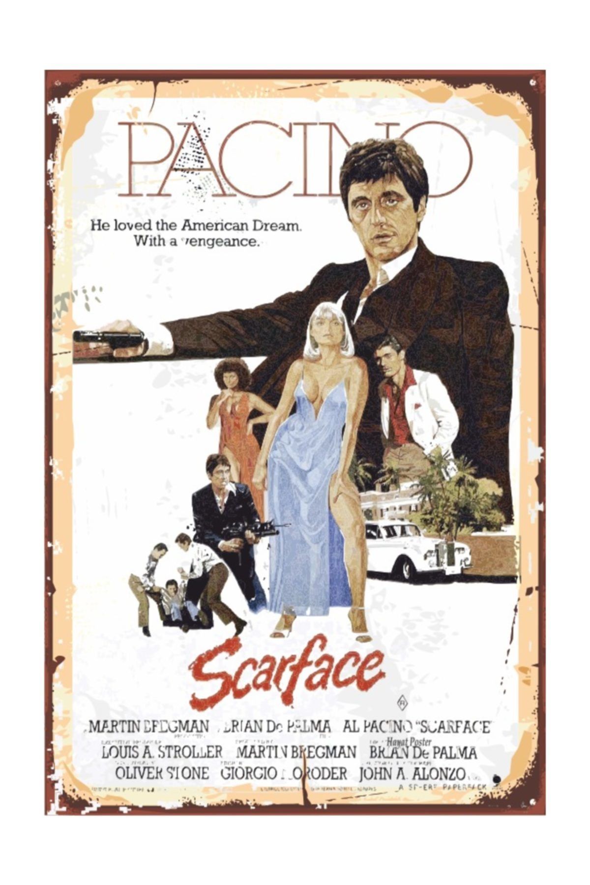 Hayat Poster Al Pacino Scarface Sinema Retro Vintage Ahşap Poster