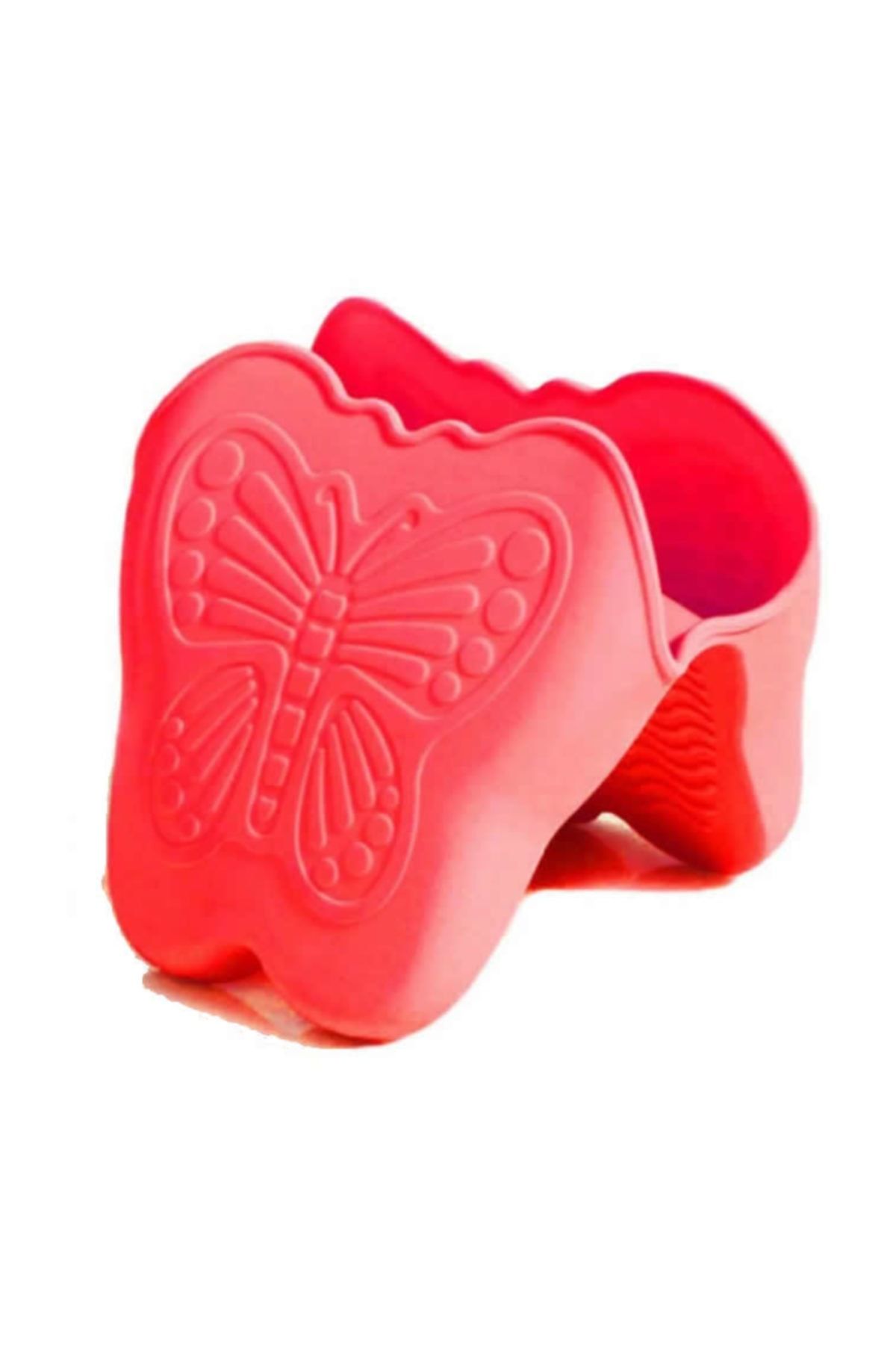Penguen Silikon Fırın Tutacağı Mini Kelebek Desenli 2'li Paket Kırmızı