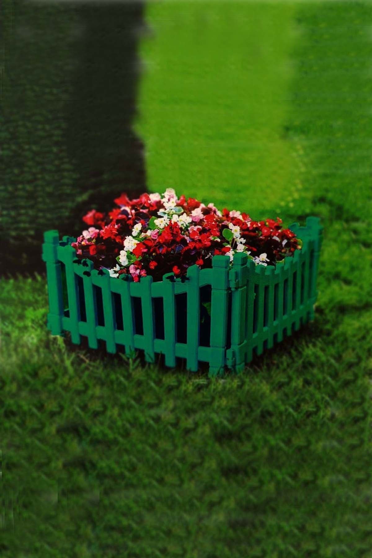 Binbirreyon Kalın Bahçe Çiti Dekoratif Plastik Kırılmaz Bahçe Çiti 4 Adet Ad002