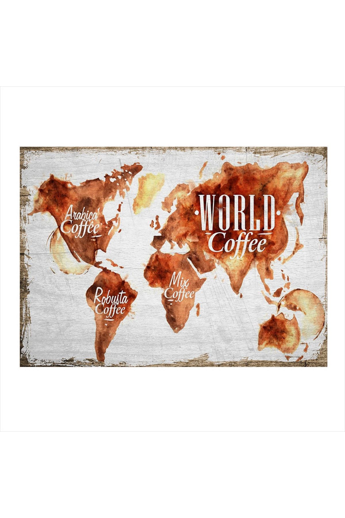Tablomega Dünya Kahveleri Hediyelik Ahşap Tablo 50cm X 70cm