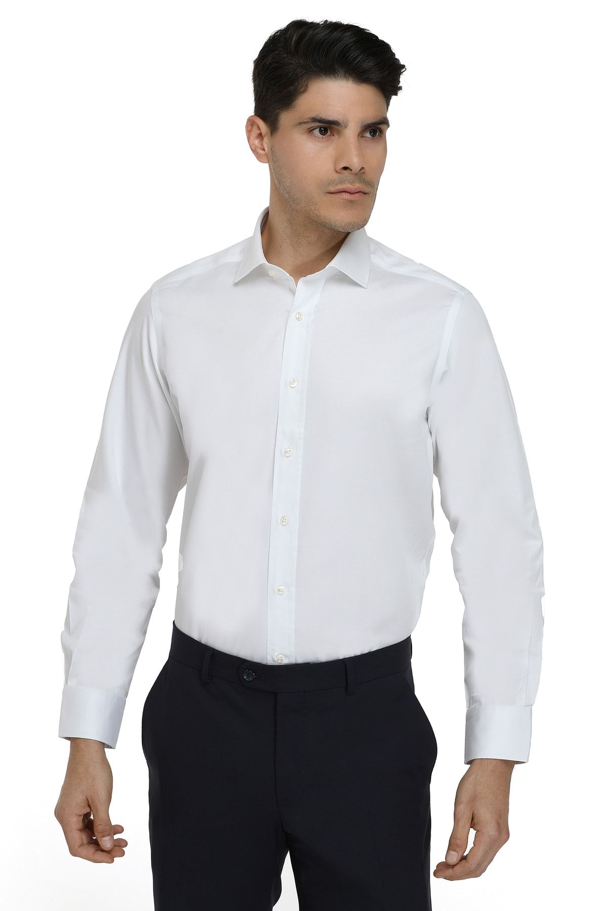 D'S Damat Beyaz Renk Erkek  Gömlek (Regular Fit)