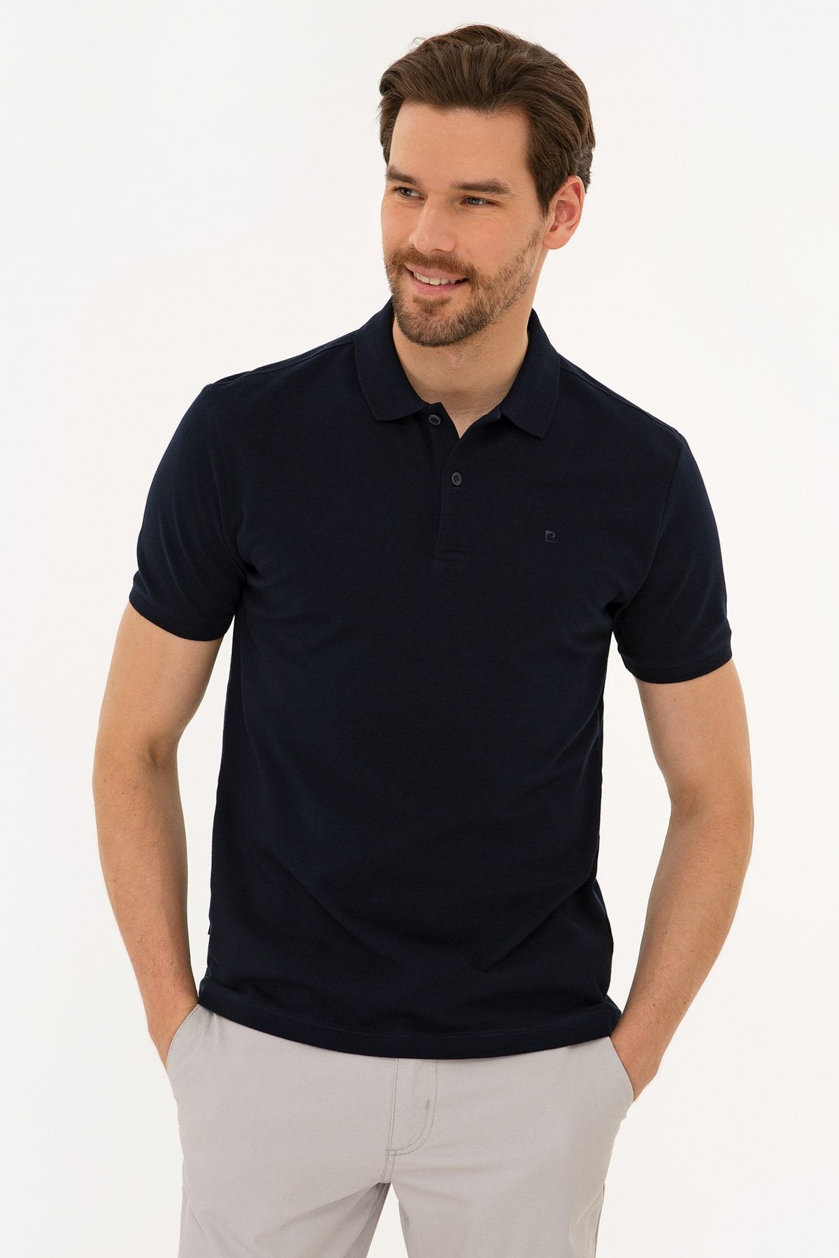 Pierre Cardin Erkek Koyu Lacivert Slim Fit Polo Yaka T-Shirt