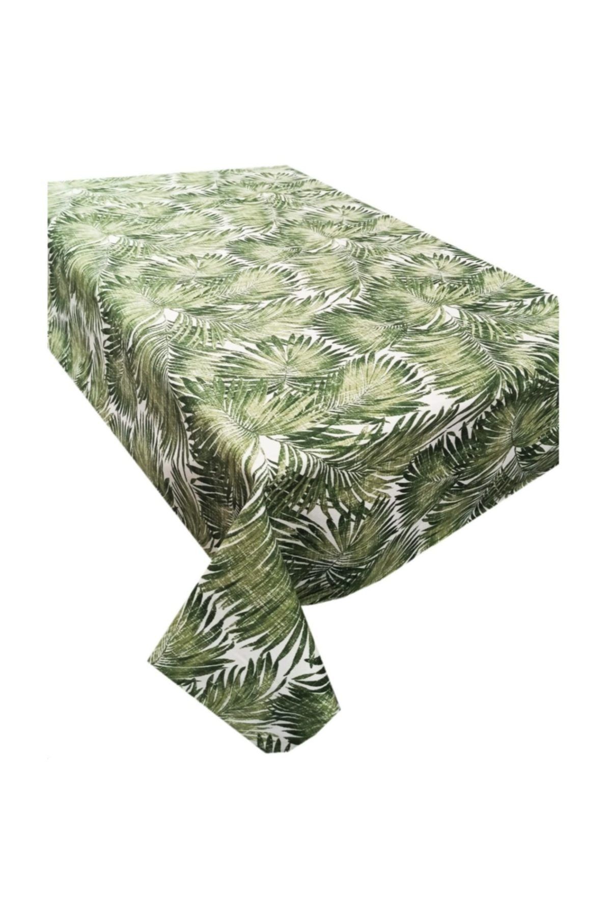 Zeren Home Tropikal Yeşil Yapraklar Dertsiz Mutfak Masa Örtüsü 160cm X 300cm