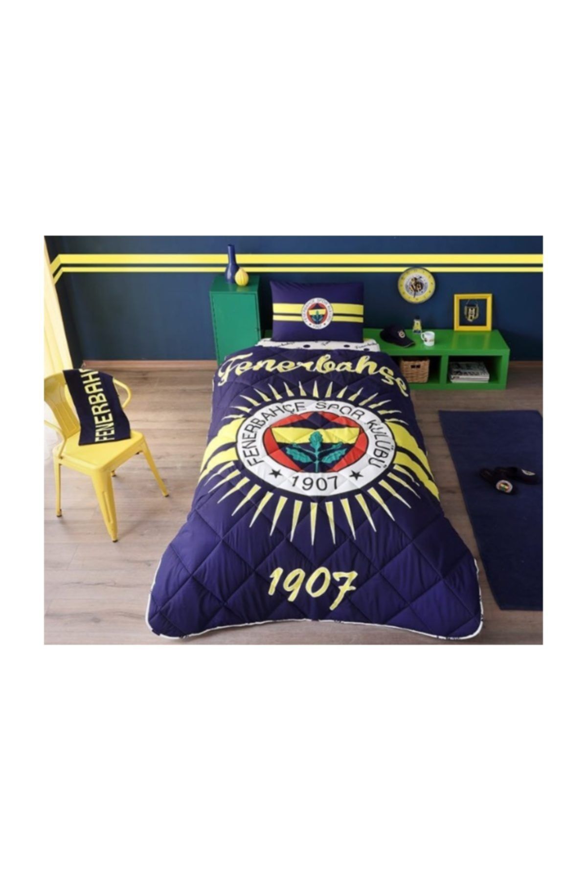 Taç Lisanslı Yorgan Seti Fb Fenerbahçe Tek Kişilik Yastık Hediyeli