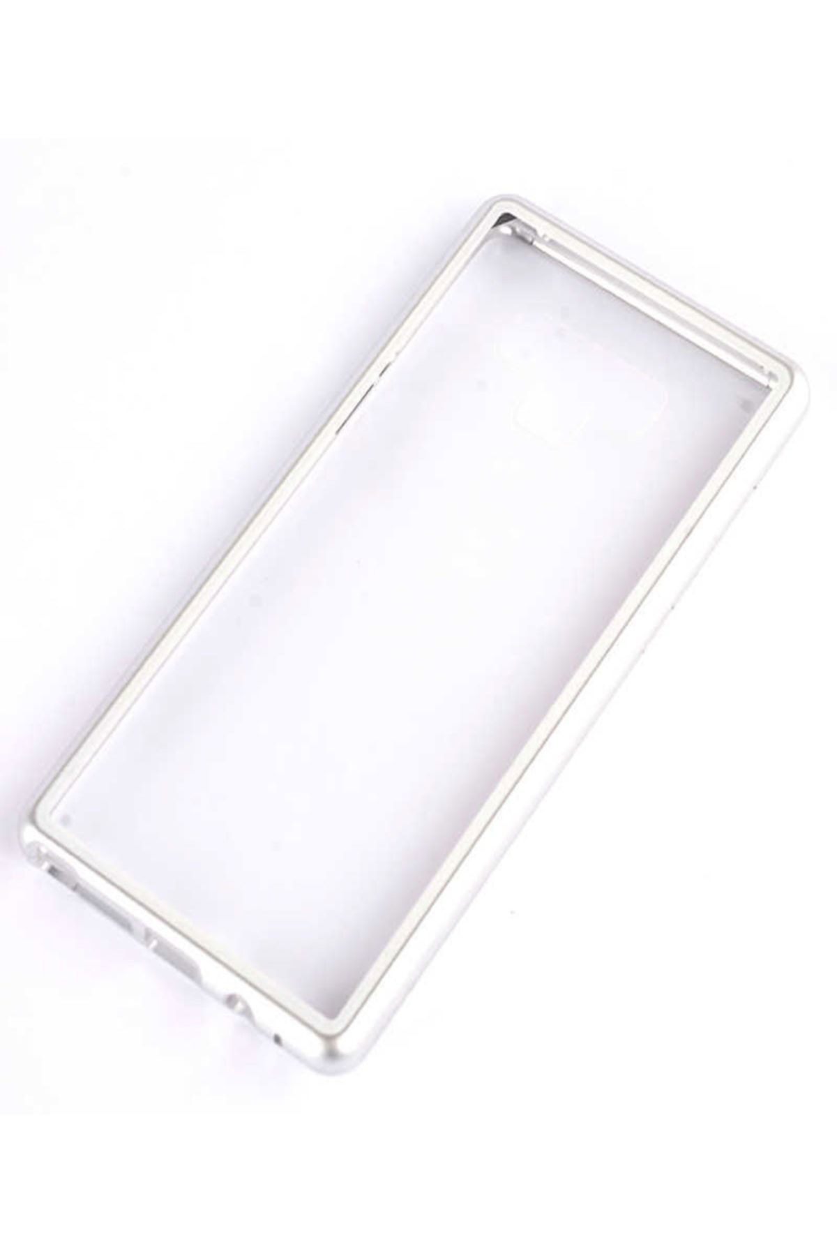 TahTicMer Galaxy Note 9 N960 Kılıf Manyetik Bumper Mıknatıslı Arka Camlı  Komple Koruma Gümüş