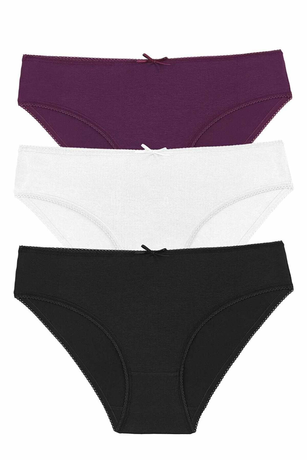 Suwen Kadın Blck/Ecr/Purple 3 Lü Renkli Külot