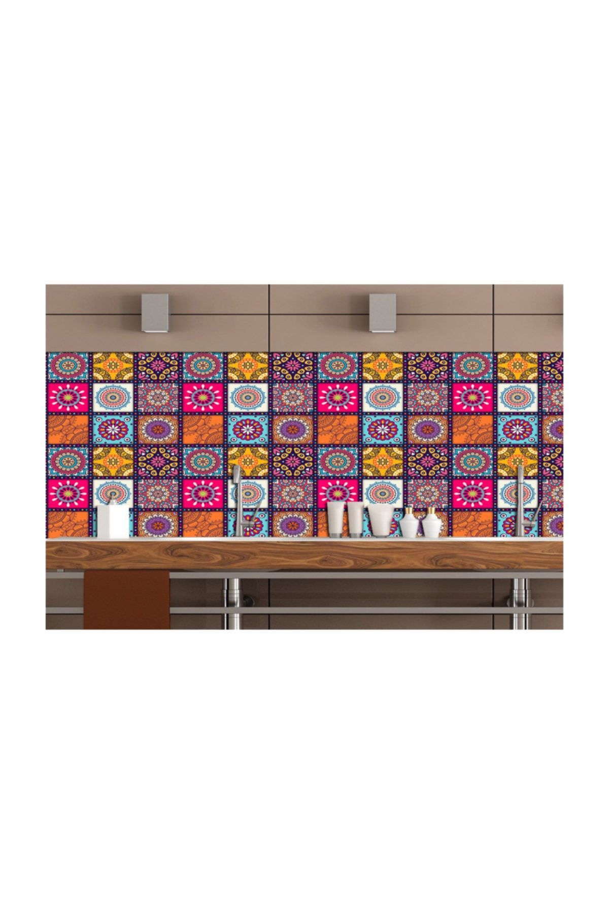 Naz Konsept Fayans Görünümlü Mutfak Ara Panel Stickerları