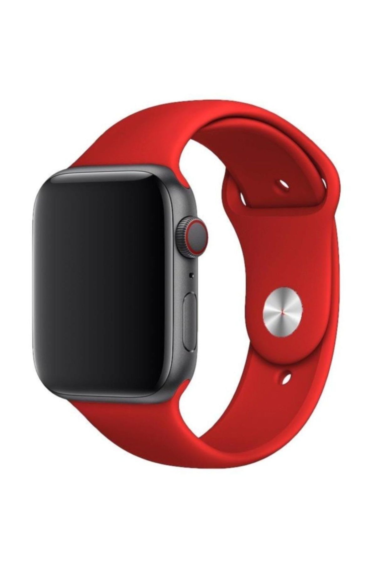 TahTicMer Apple Watch 44 Mm Kordon Spor Kayışı Yumuşak Silikon Kırmızı Koyu