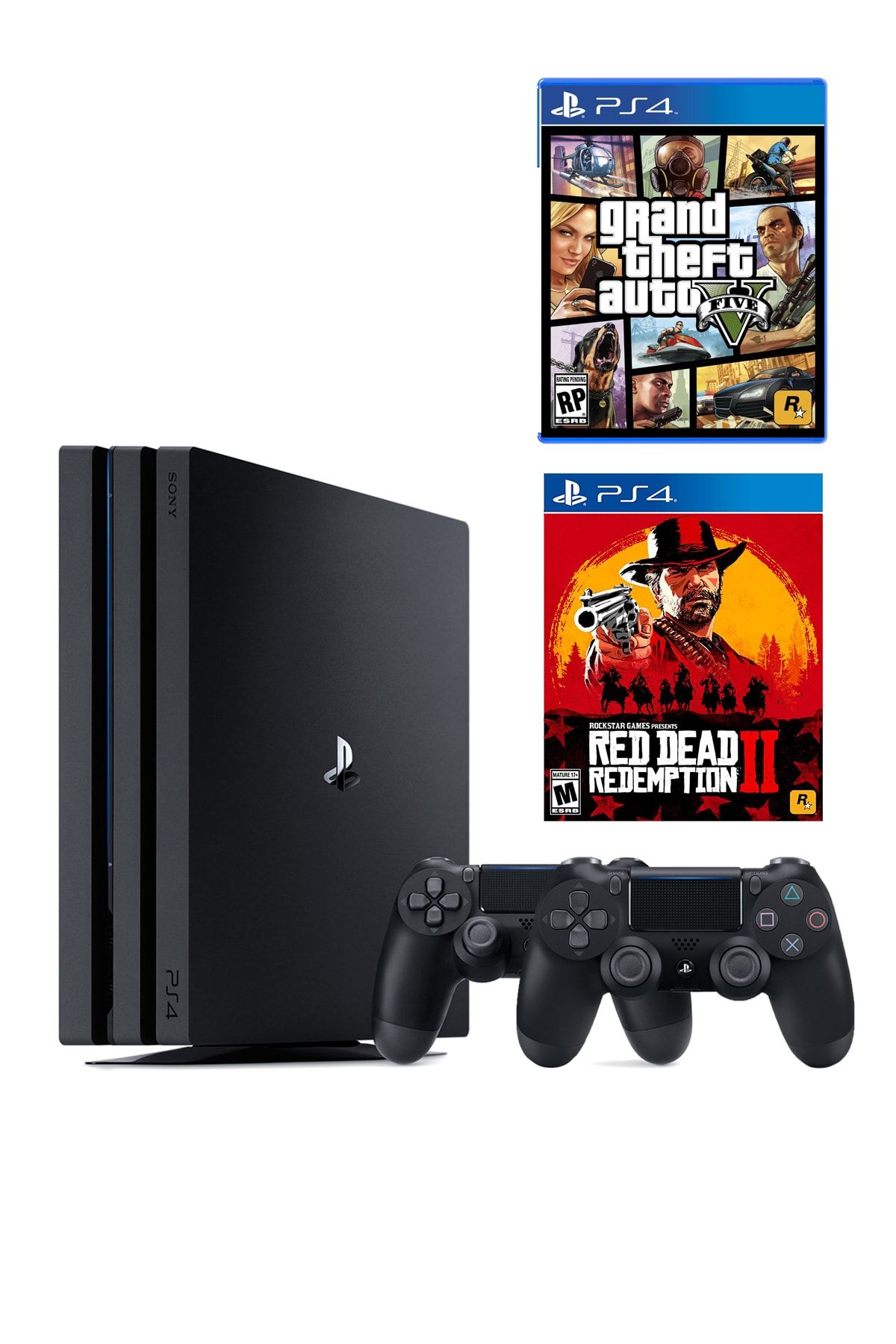 Sony Playstation 4 Slim 1 TB + 2. PS4 Kol + PS4 GTA 5 + PS4 Red Dead Redemption 2 (Eurasia Garantili)