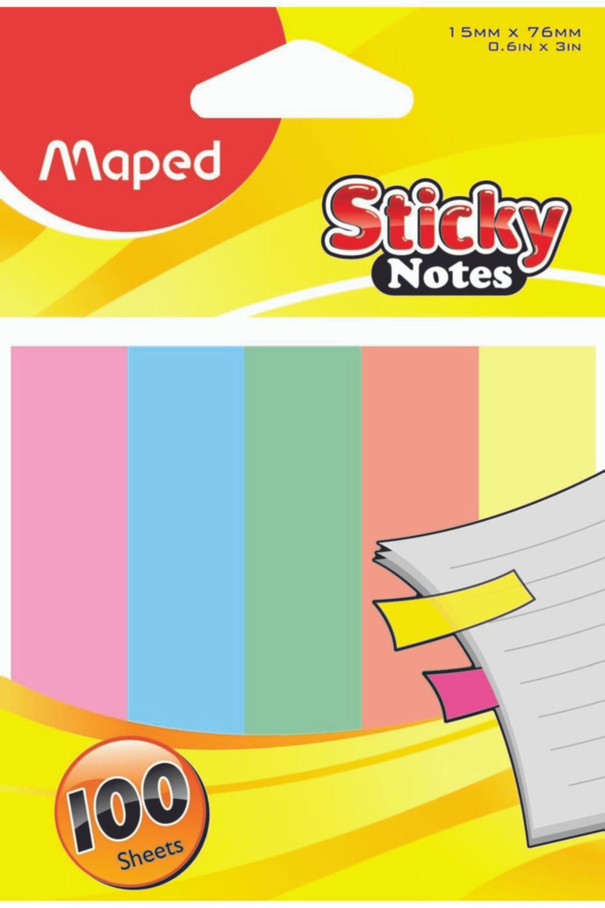 Maped Sticky Notes 15 X 76 Mm 100 Yaprak Yapışkanlı Ayraç (12 Li Paket) 3154147582107