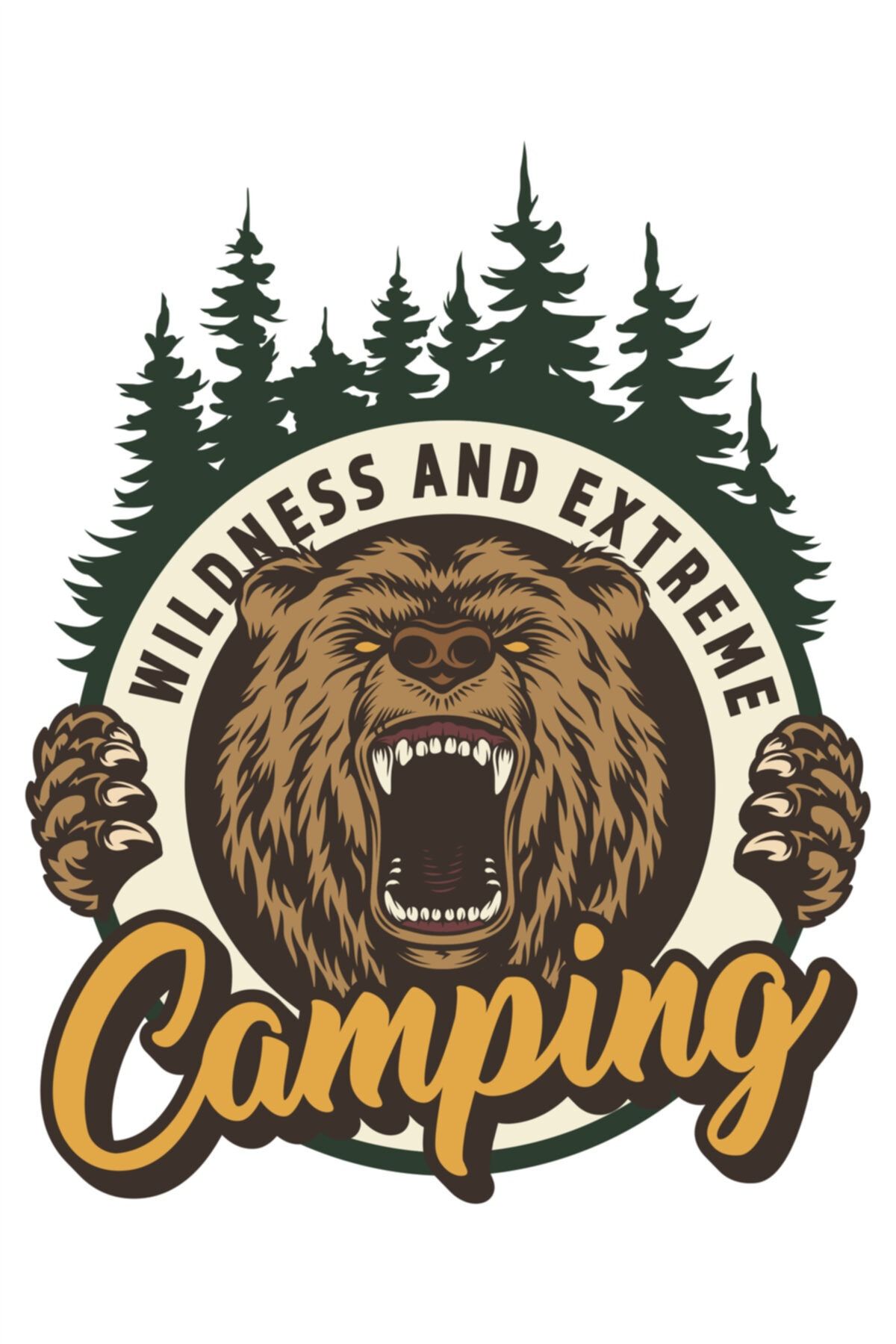 Quart Aksesuar Off Road Camping Sticker Off Road Kamp Bear Ayı Sticker 14 X 11 Cm